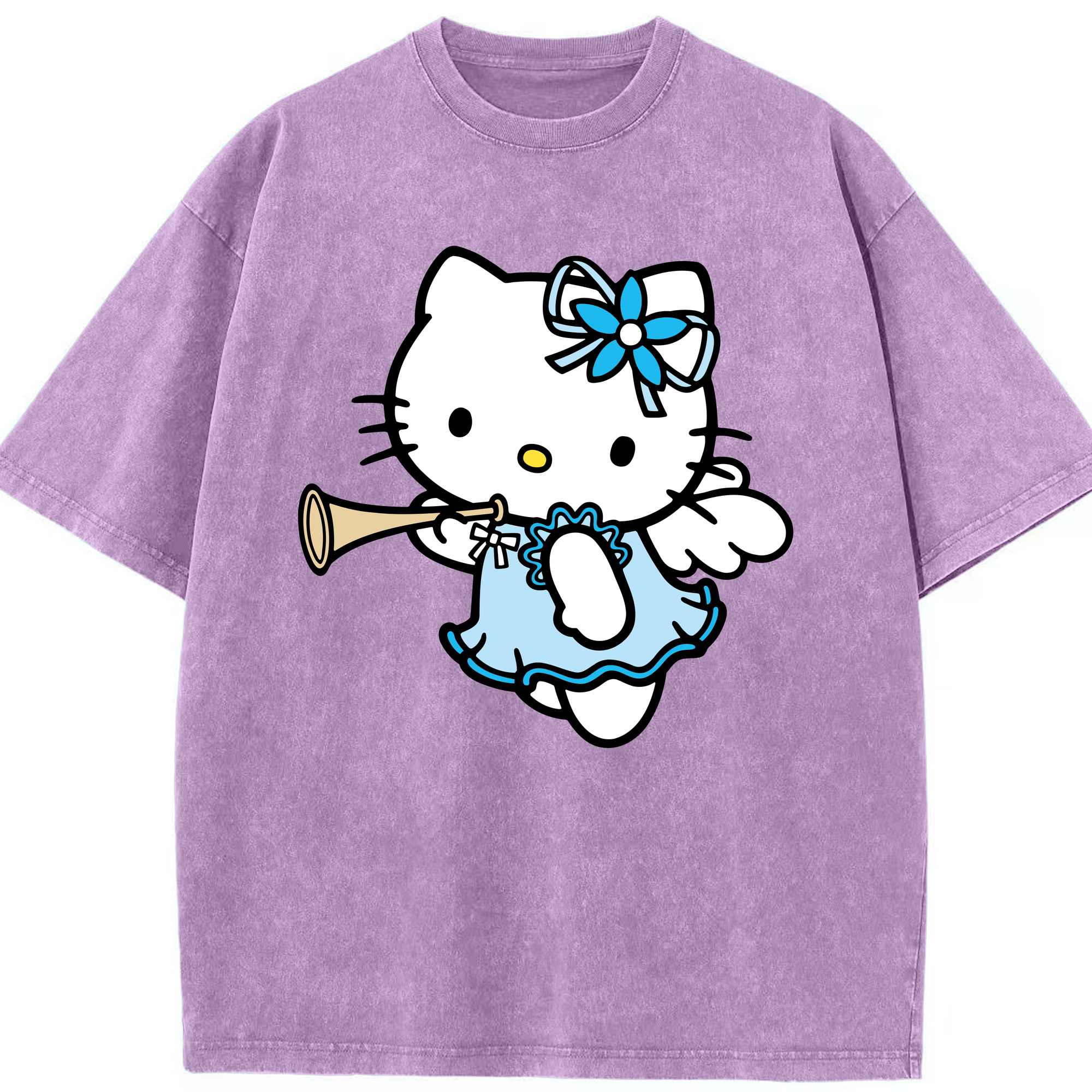 （画像用） Hello Kitty ハローキティ 綿100% ヴィンテージ風 半袖Tシャツ（フロントプリント）