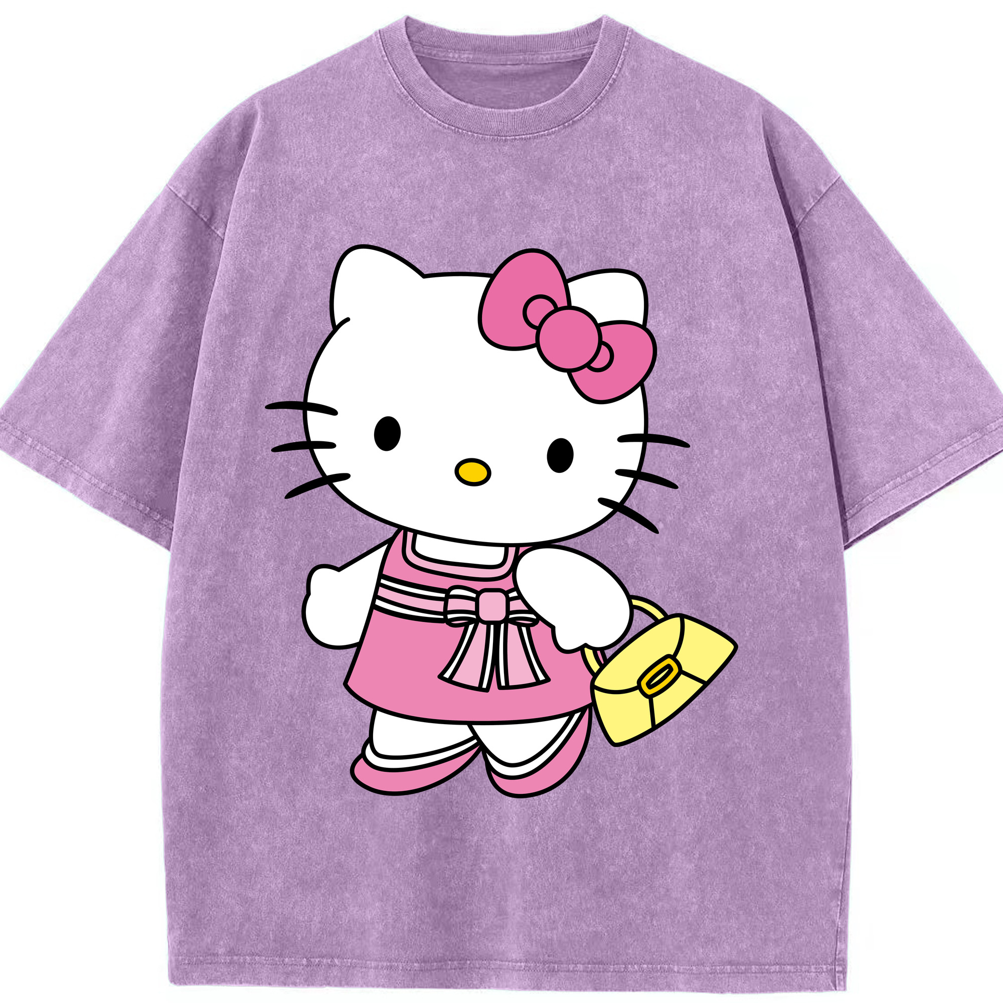 （画像用） Hello Kitty ハローキティ 綿100% ヴィンテージ風 半袖Tシャツ（フロントプリント）