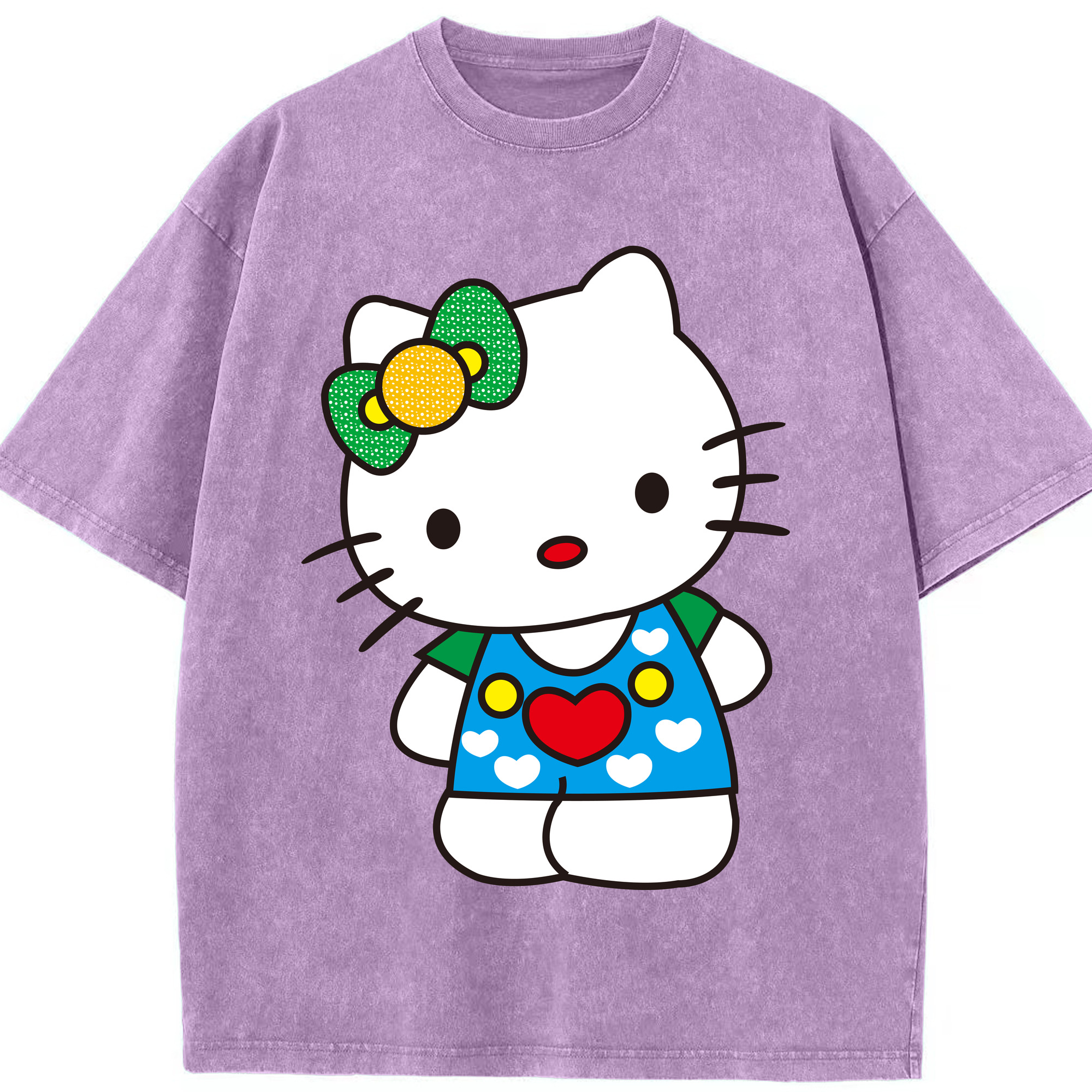 （画像用） Hello Kitty ハローキティ 綿100% ヴィンテージ風 半袖Tシャツ（フロントプリント）