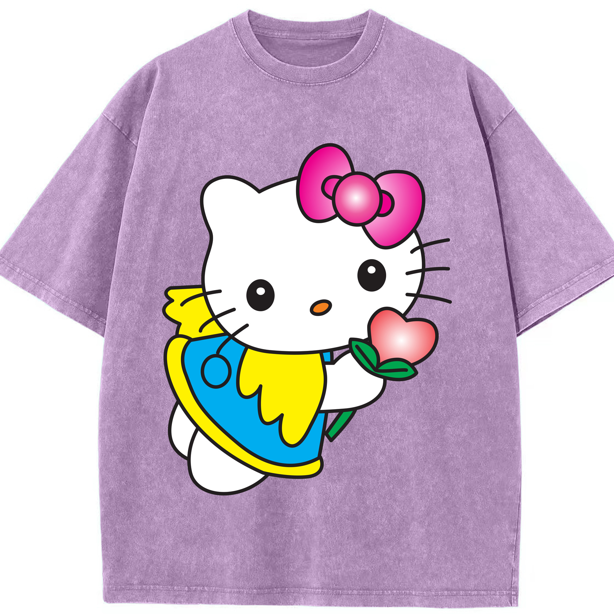 （画像用） Hello Kitty ハローキティ 綿100% ヴィンテージ風 半袖Tシャツ（フロントプリント）