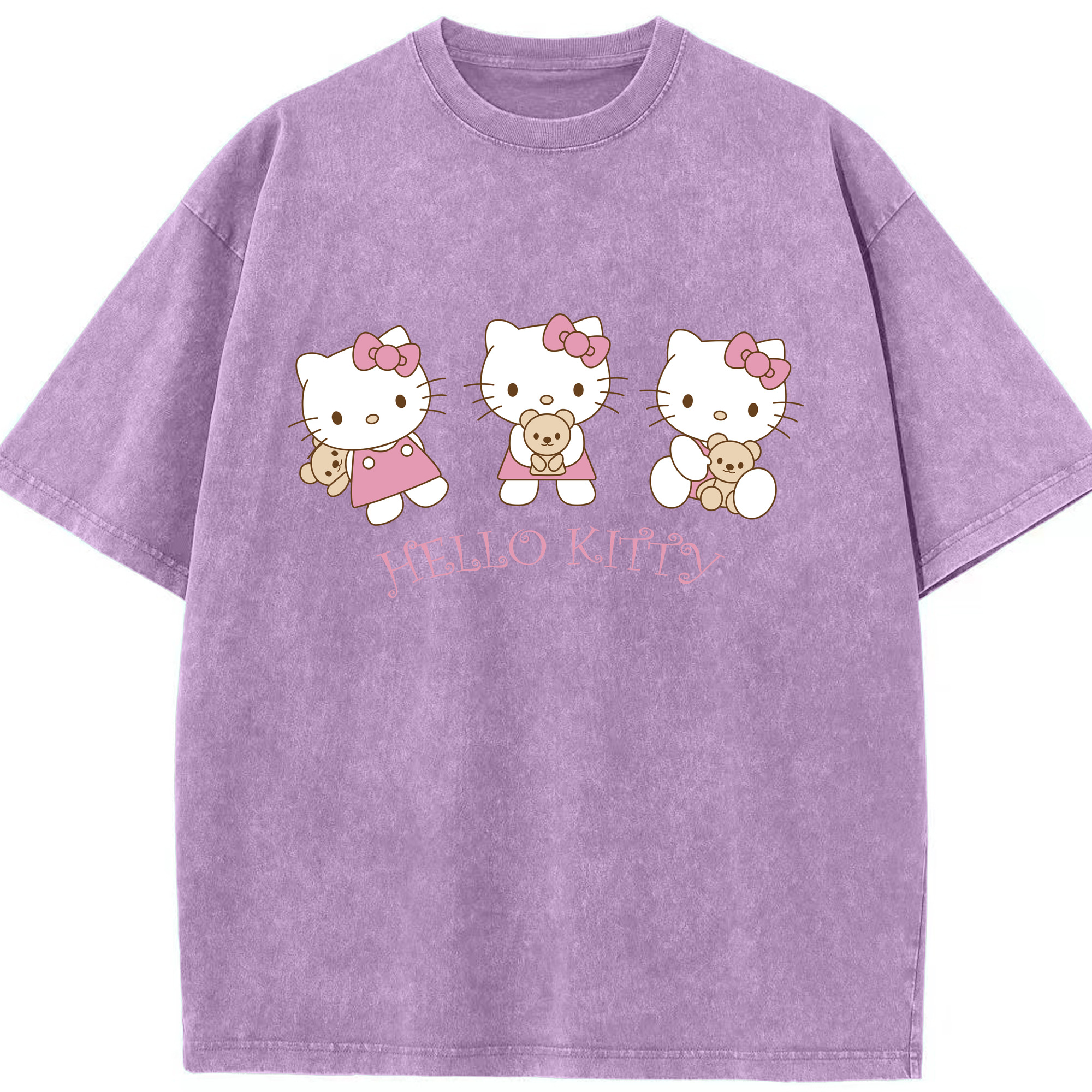 （画像用） Hello Kitty ハローキティ 綿100% ヴィンテージ風 半袖Tシャツ（フロントプリント）