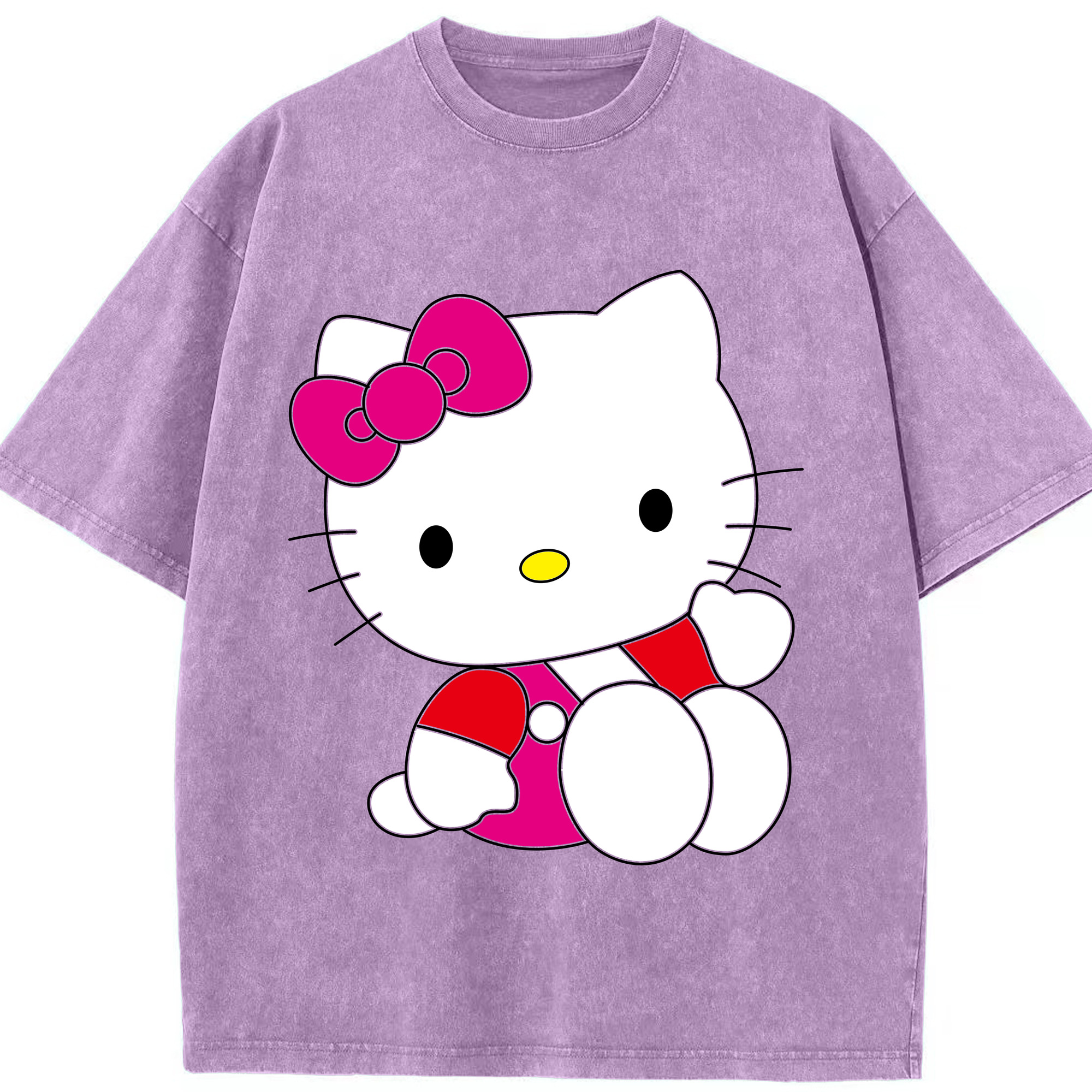 （画像用） Hello Kitty ハローキティ 綿100% ヴィンテージ風 半袖Tシャツ（フロントプリント）