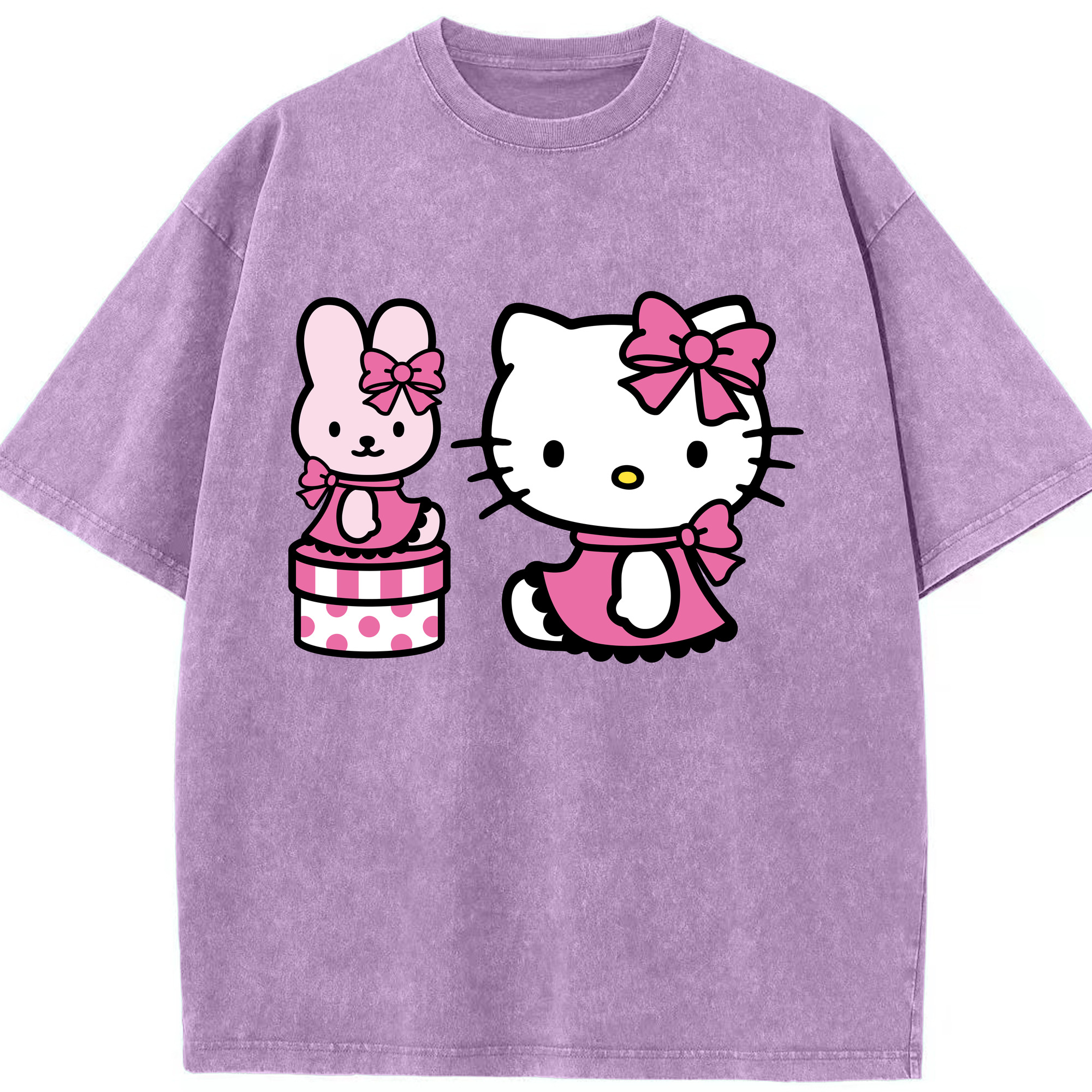 （画像用） Hello Kitty ハローキティ 綿100% ヴィンテージ風 半袖Tシャツ（フロントプリント）
