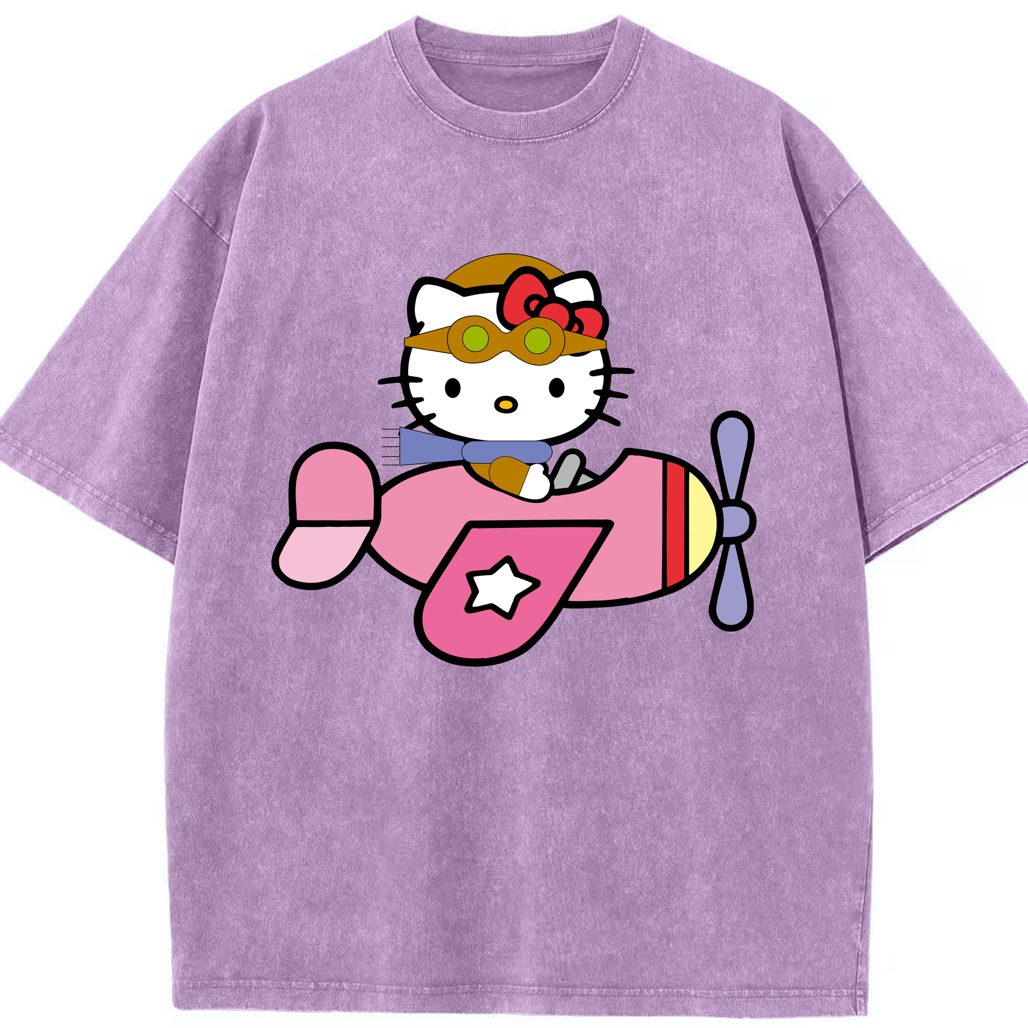 （画像用） Hello Kitty ハローキティ 綿100% ヴィンテージ風 半袖Tシャツ（フロントプリント）