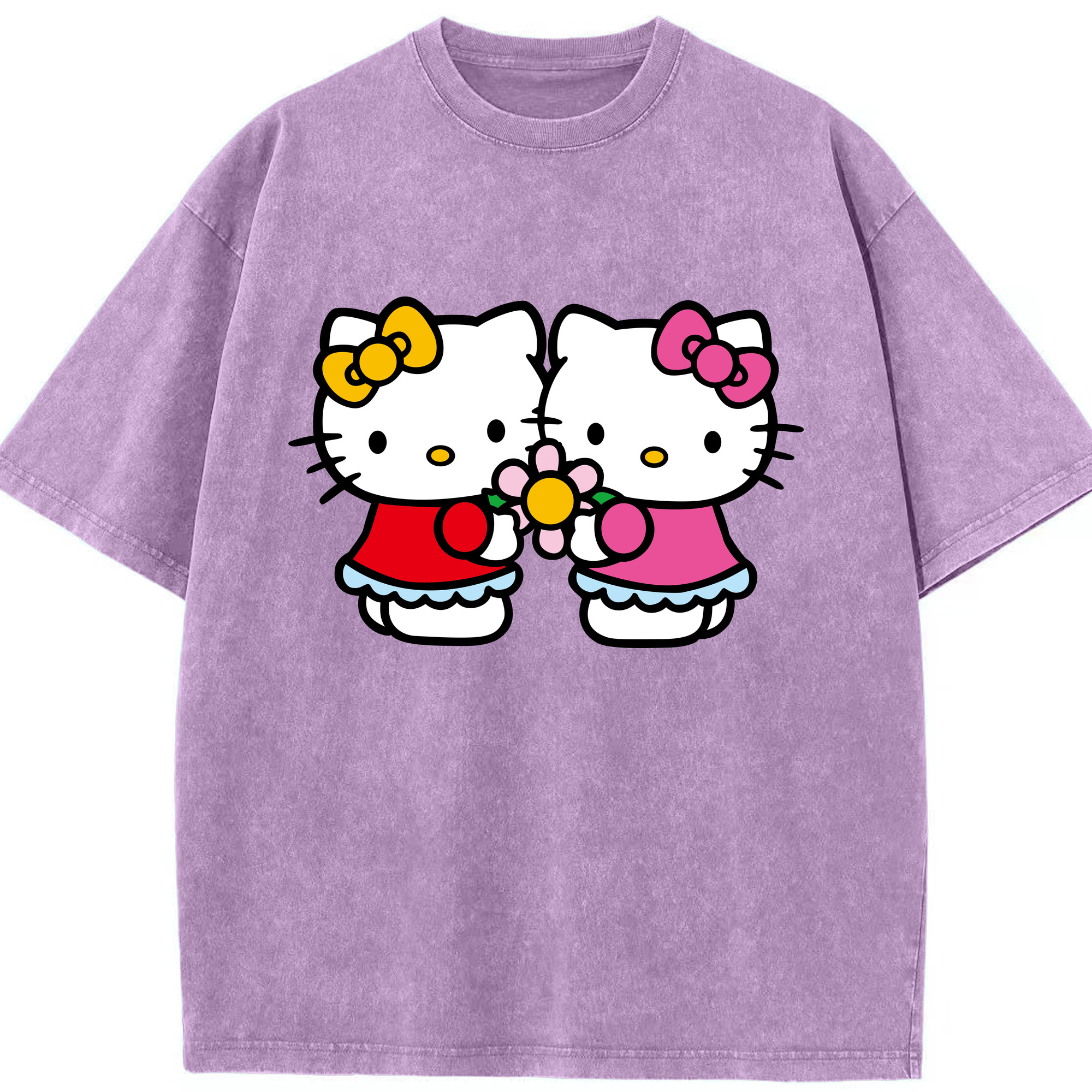 （画像用） Hello Kitty ハローキティ 綿100% ヴィンテージ風 半袖Tシャツ（フロントプリント）