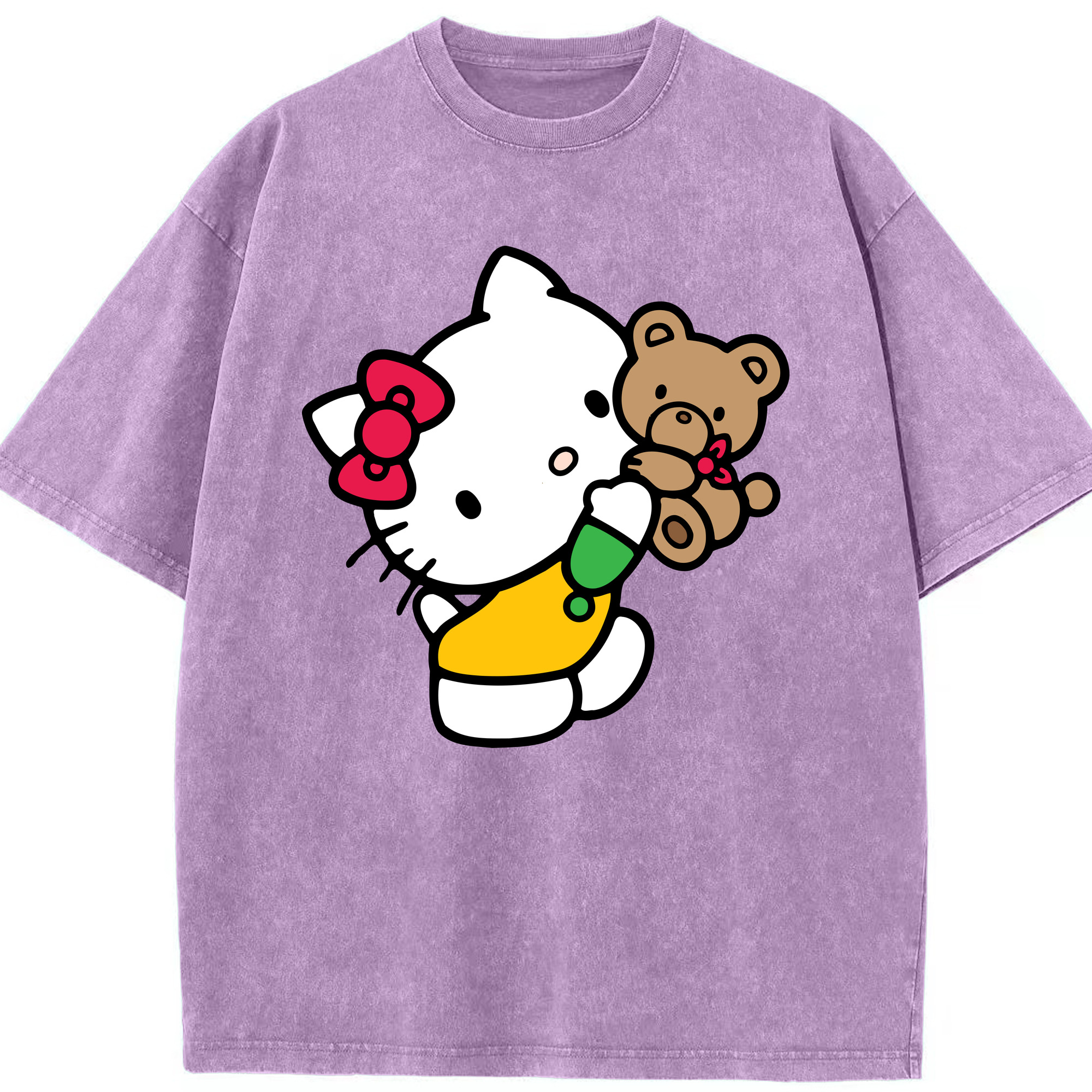 （画像用） Hello Kitty ハローキティ 綿100% ヴィンテージ風 半袖Tシャツ（フロントプリント）