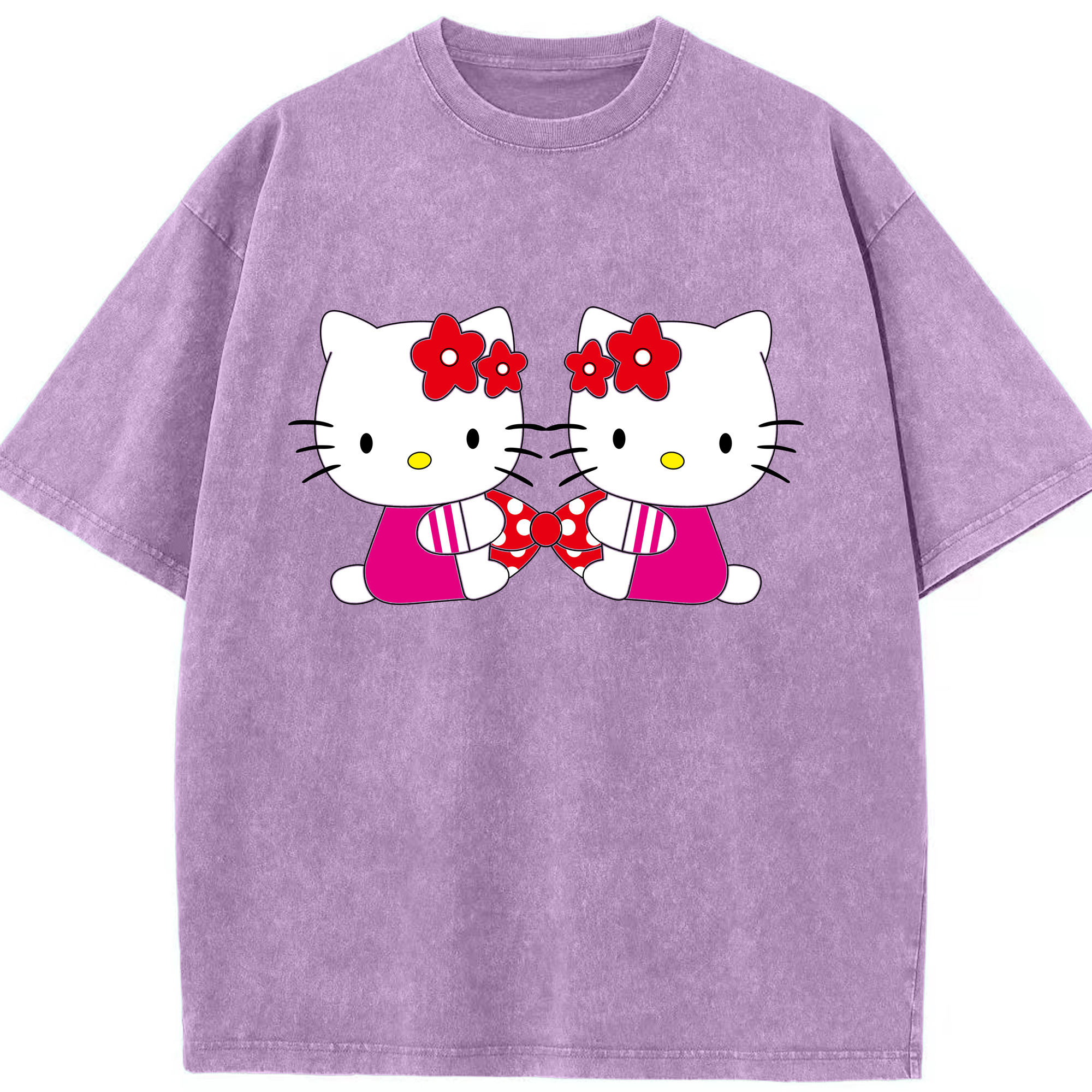 （画像用） Hello Kitty ハローキティ 綿100% ヴィンテージ風 半袖Tシャツ（フロントプリント）