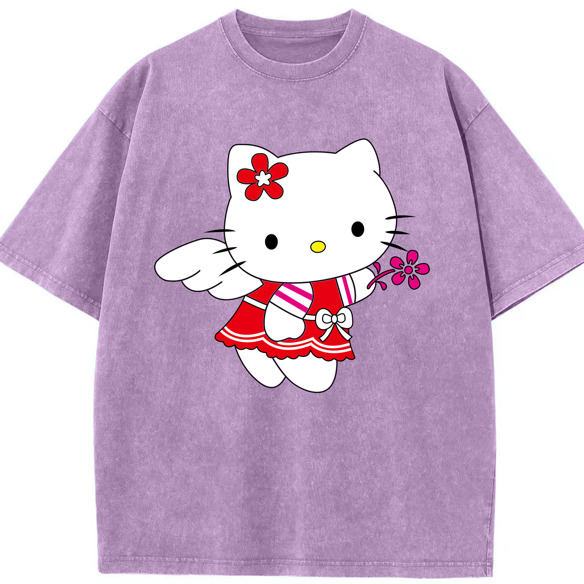 （画像用） Hello Kitty ハローキティ 綿100% ヴィンテージ風 半袖Tシャツ（フロントプリント）