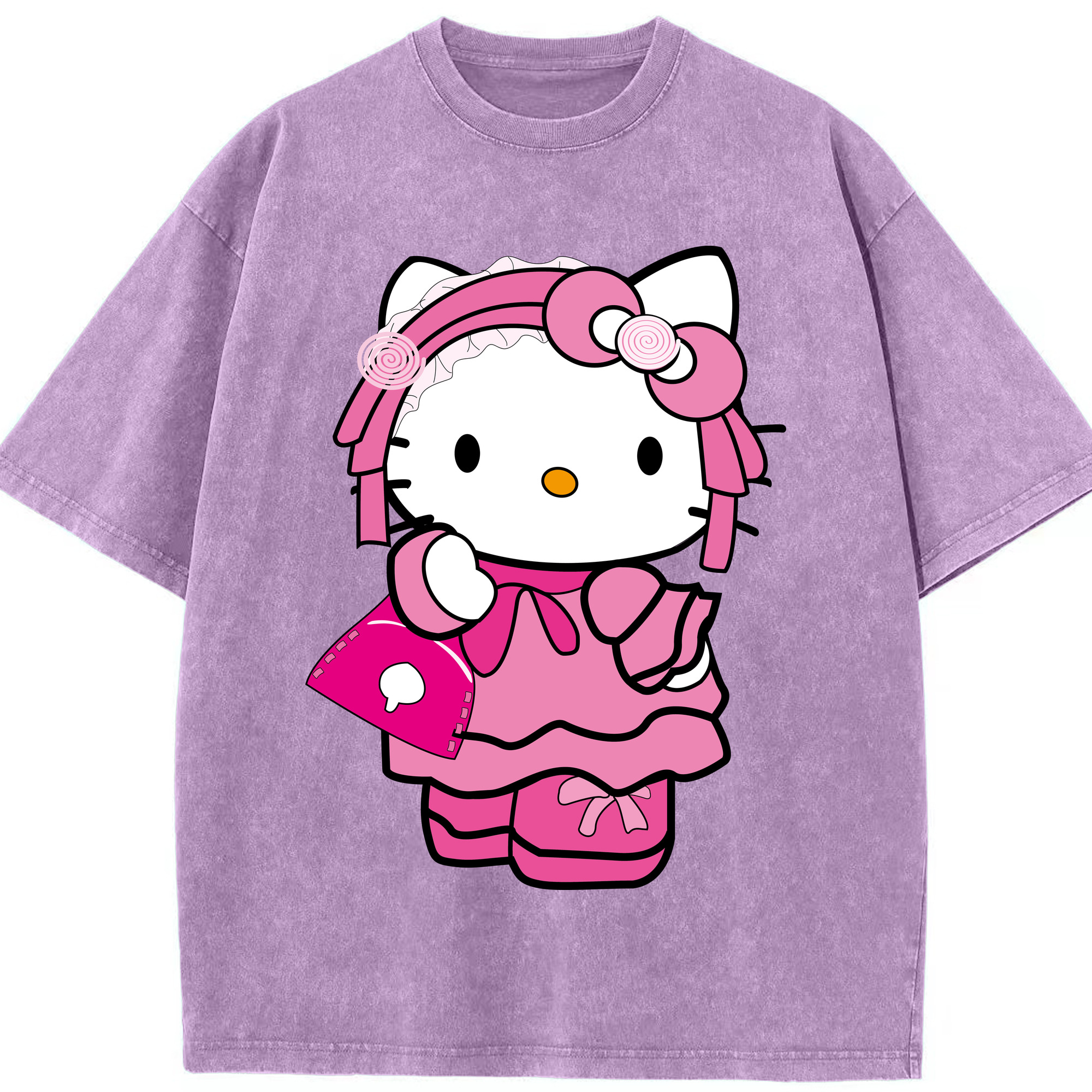 （画像用） Hello Kitty ハローキティ 綿100% ヴィンテージ風 半袖Tシャツ（フロントプリント）