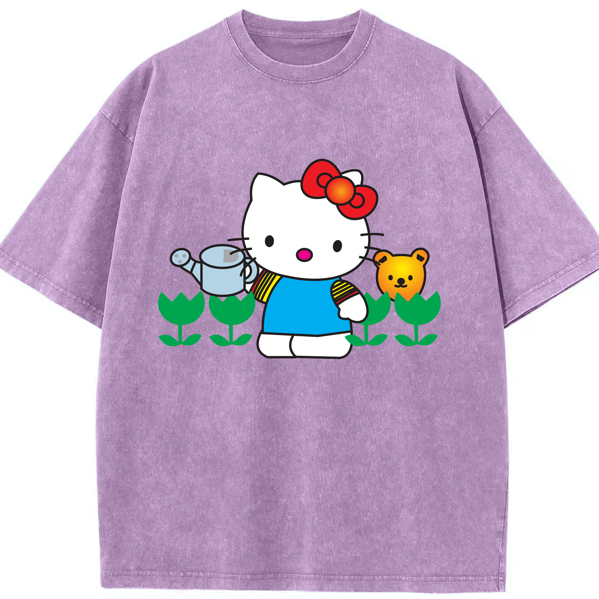 （画像用） Hello Kitty ハローキティ 綿100% ヴィンテージ風 半袖Tシャツ（フロントプリント）