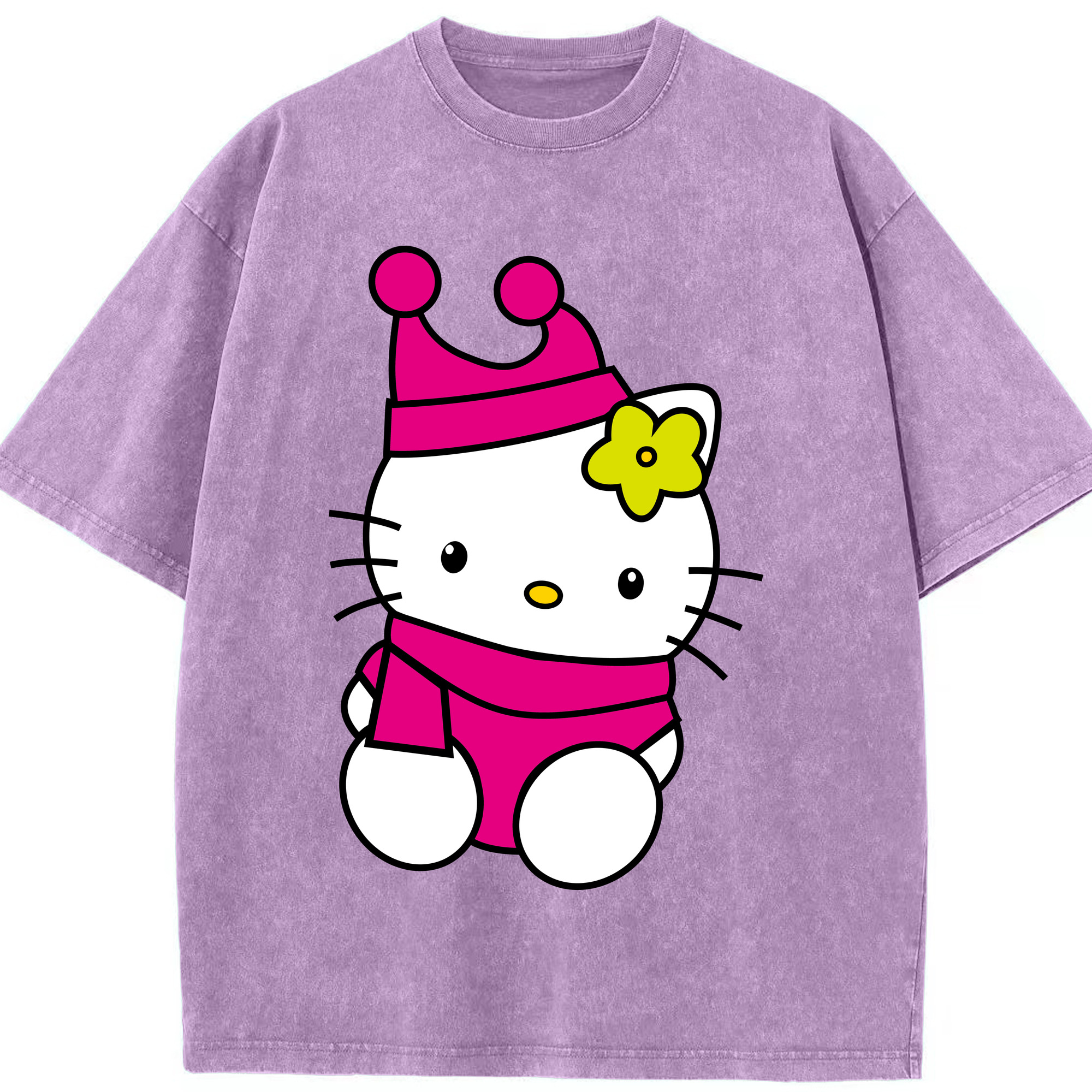（画像用） Hello Kitty ハローキティ 綿100% ヴィンテージ風 半袖Tシャツ（フロントプリント）