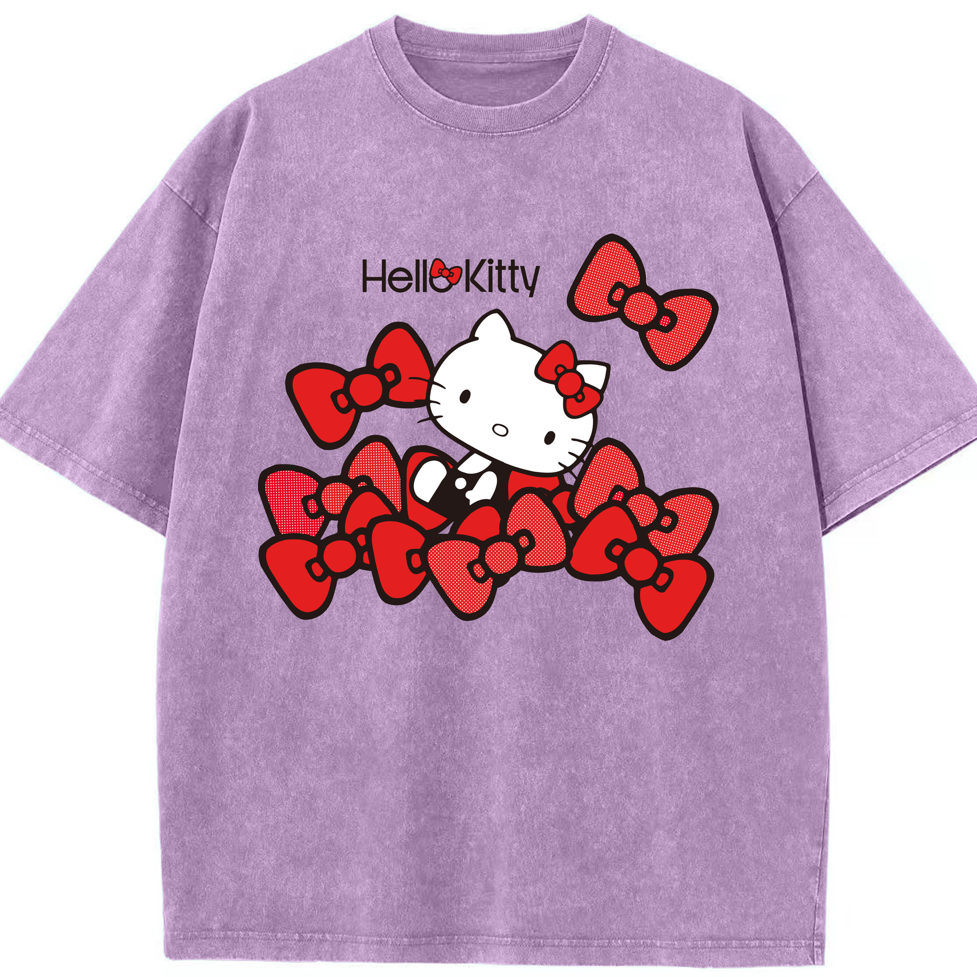 （画像用） Hello Kitty ハローキティ 綿100% ヴィンテージ風 半袖Tシャツ（フロントプリント）