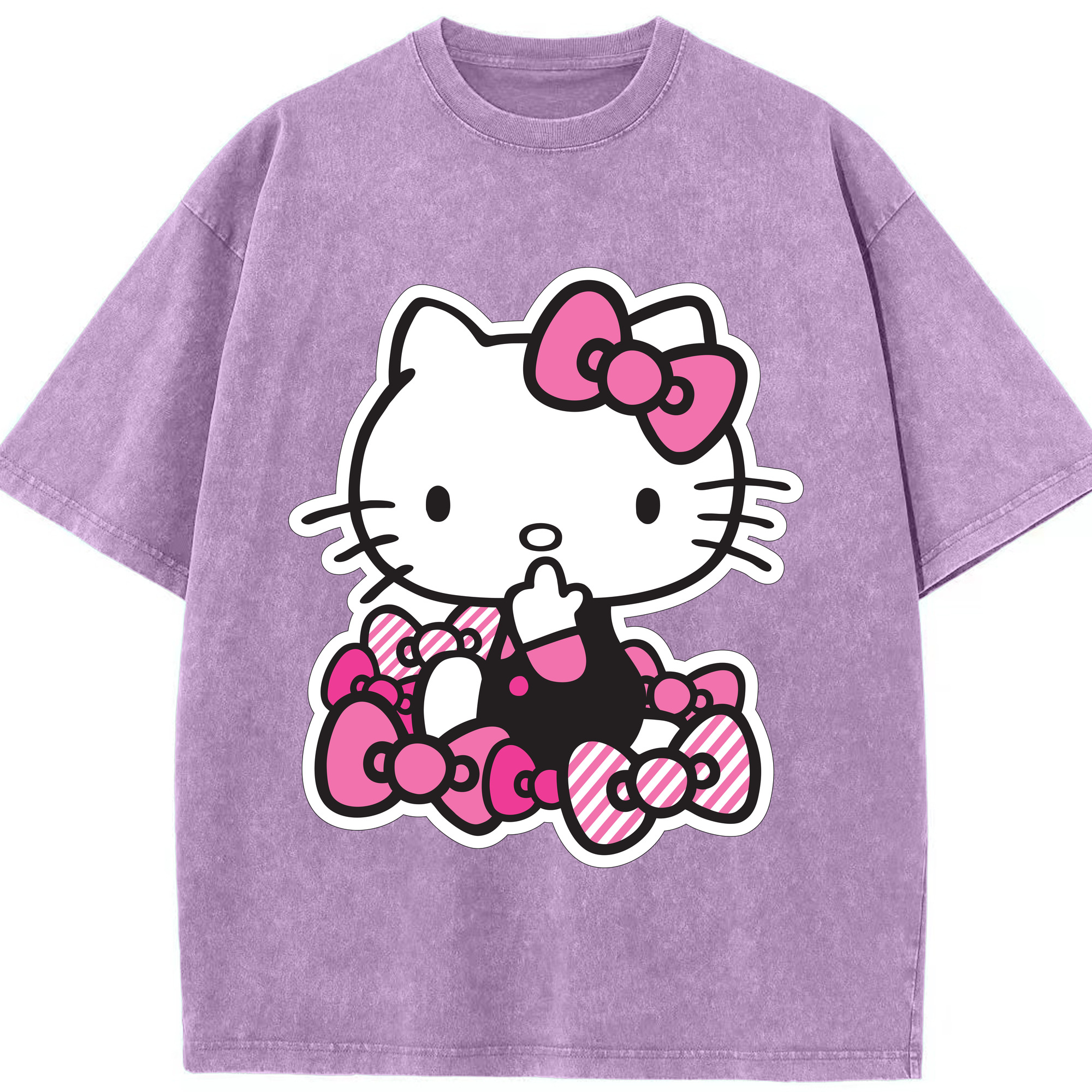 （画像用） Hello Kitty ハローキティ 綿100% ヴィンテージ風 半袖Tシャツ（フロントプリント）