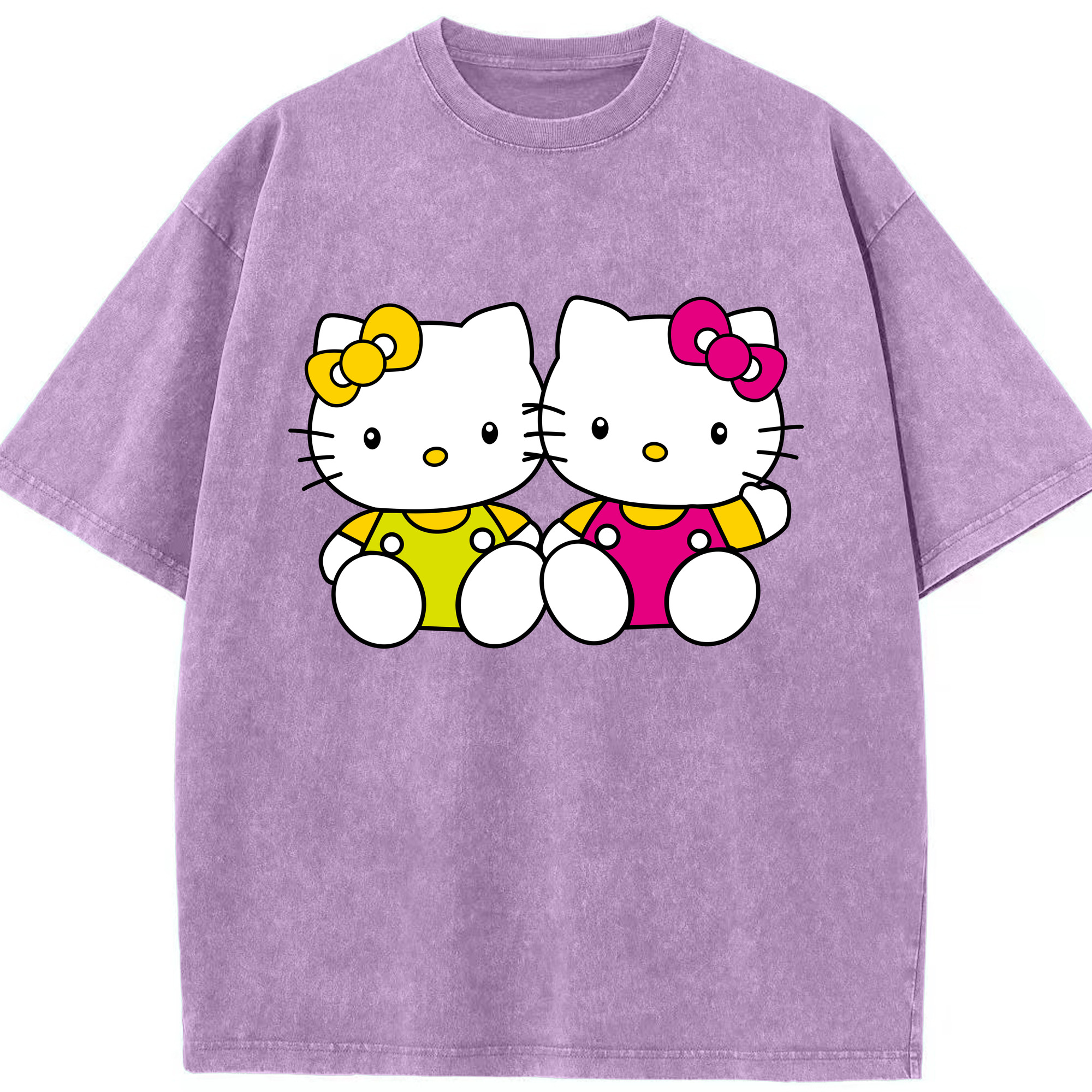（画像用） Hello Kitty ハローキティ 綿100% ヴィンテージ風 半袖Tシャツ（フロントプリント）