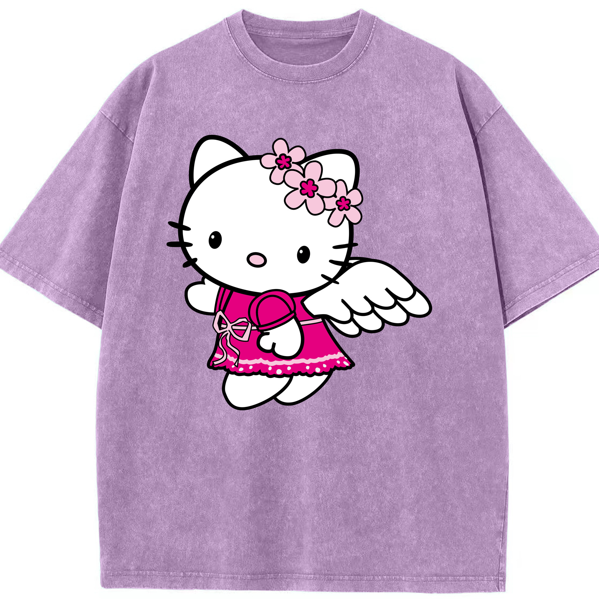 （画像用） Hello Kitty ハローキティ 綿100% ヴィンテージ風 半袖Tシャツ（フロントプリント）