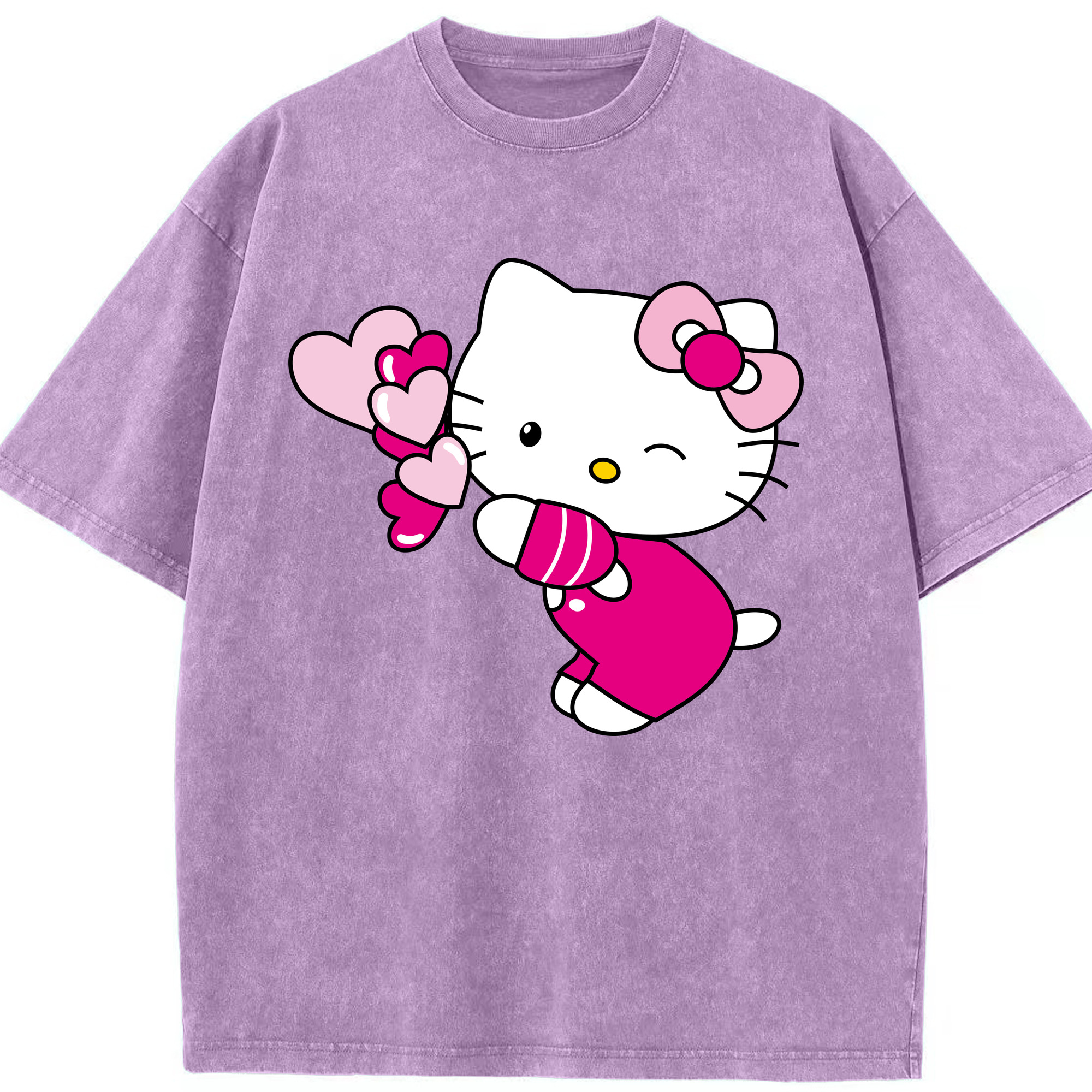 （画像用） Hello Kitty ハローキティ 綿100% ヴィンテージ風 半袖Tシャツ（フロントプリント）