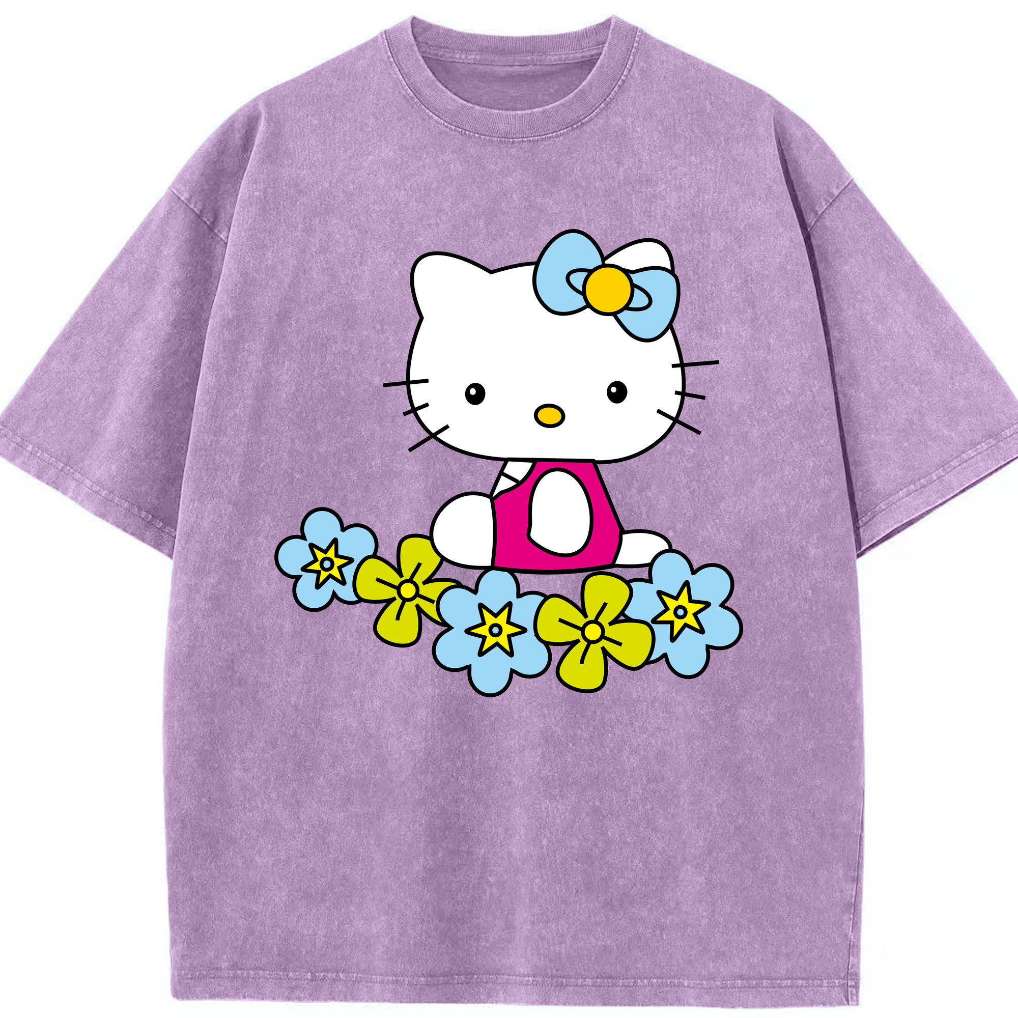 （画像用） Hello Kitty ハローキティ 綿100% ヴィンテージ風 半袖Tシャツ（フロントプリント）