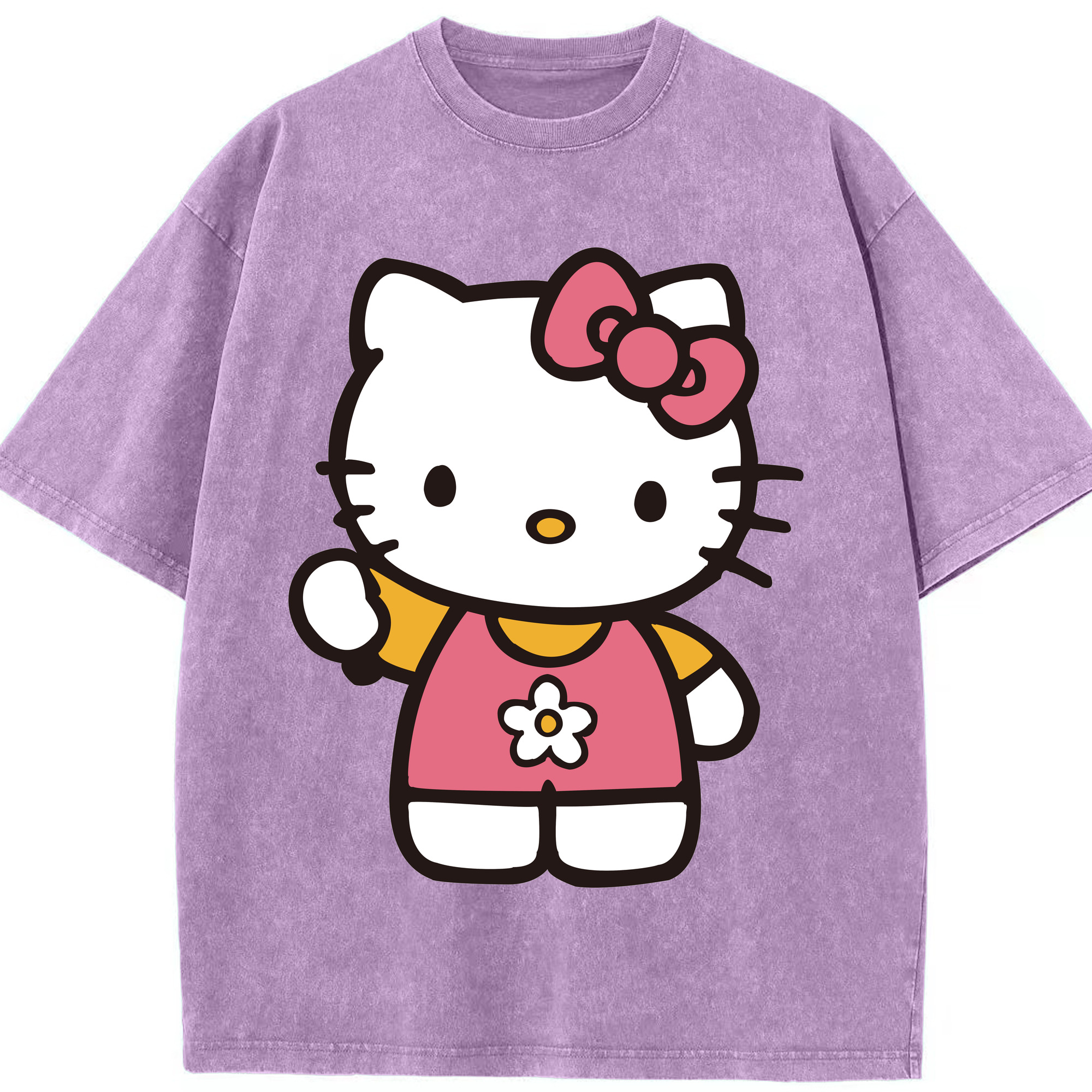 （画像用） Hello Kitty ハローキティ 綿100% ヴィンテージ風 半袖Tシャツ（フロントプリント）