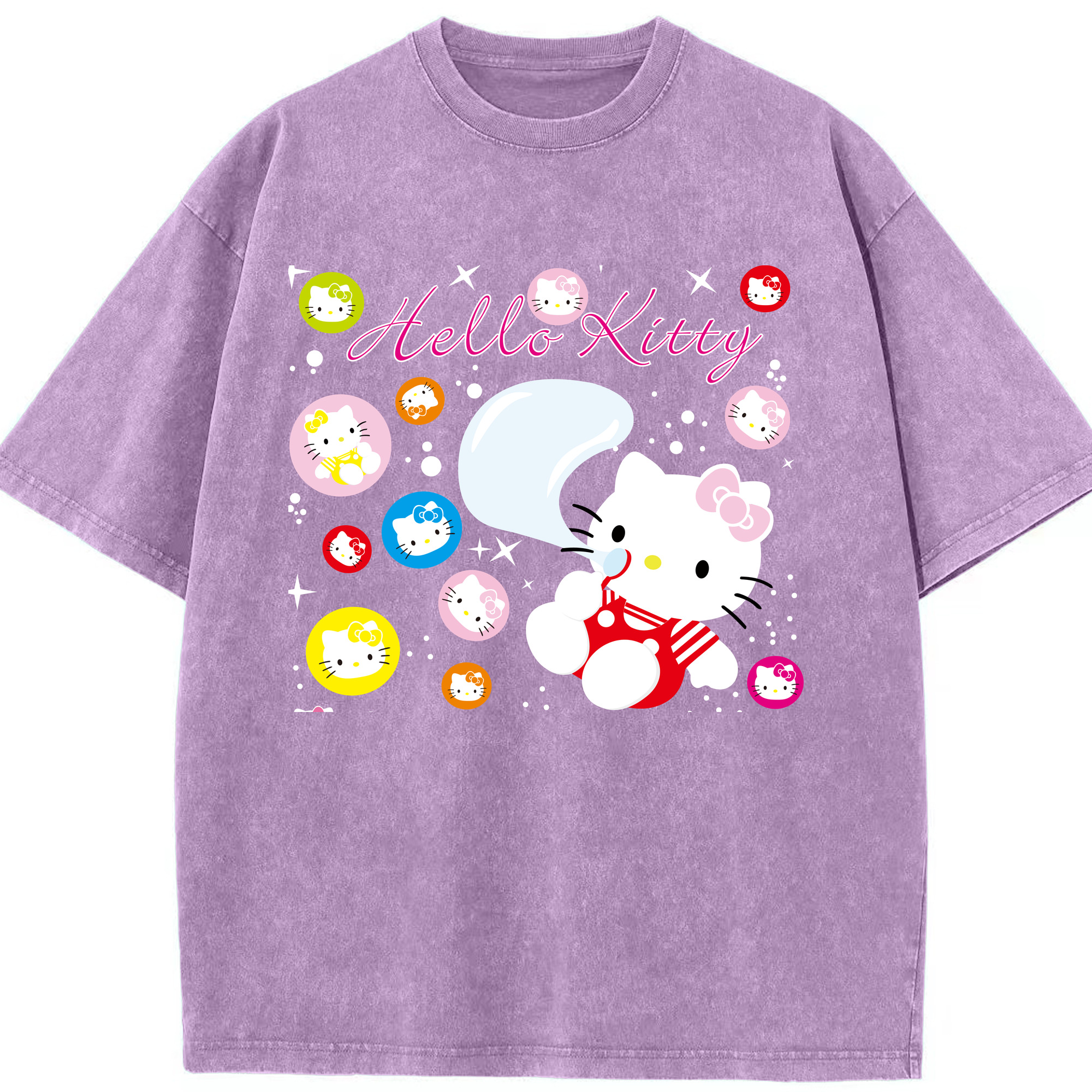 （画像用） Hello Kitty ハローキティ 綿100% ヴィンテージ風 半袖Tシャツ（フロントプリント）