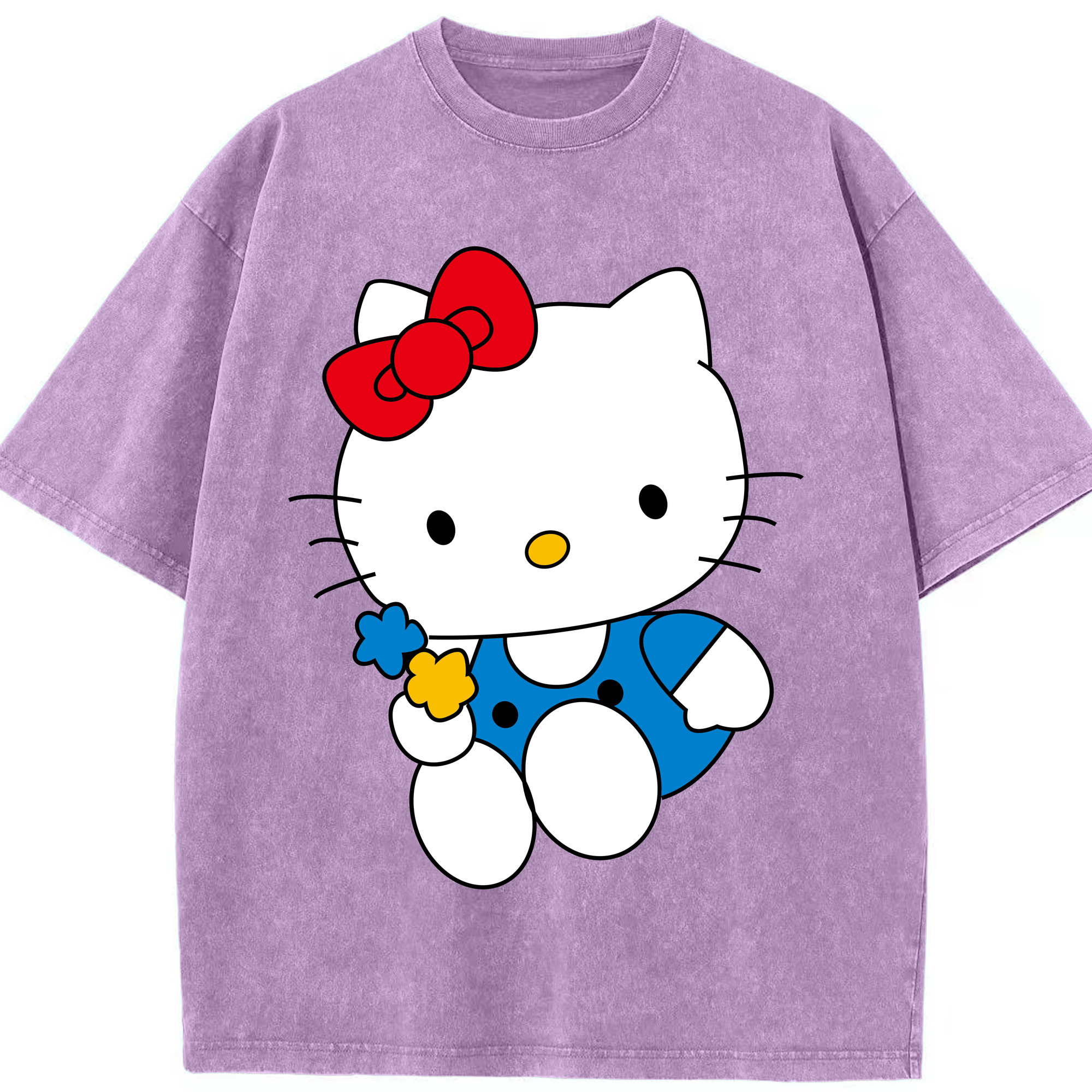 （画像用） Hello Kitty ハローキティ 綿100% ヴィンテージ風 半袖Tシャツ（フロントプリント）