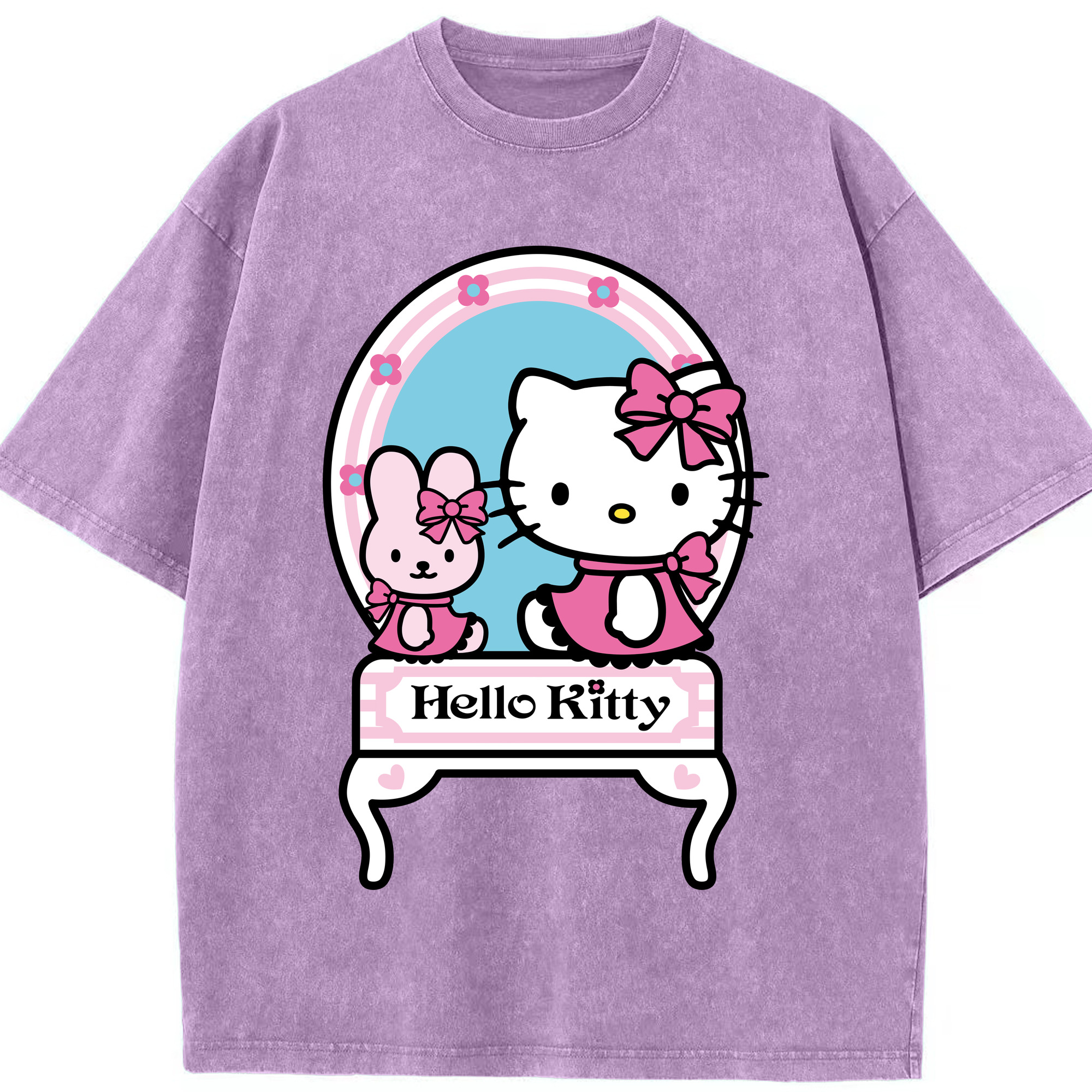 （画像用） Hello Kitty ハローキティ 綿100% ヴィンテージ風 半袖Tシャツ（フロントプリント）