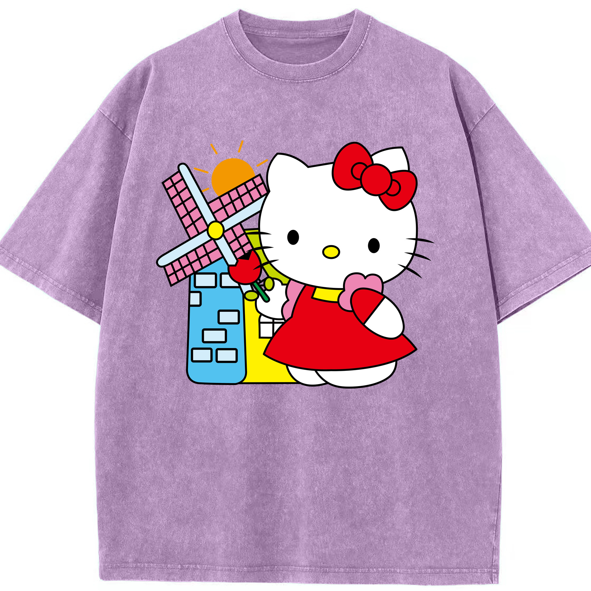 （画像用） Hello Kitty ハローキティ 綿100% ヴィンテージ風 半袖Tシャツ（フロントプリント）