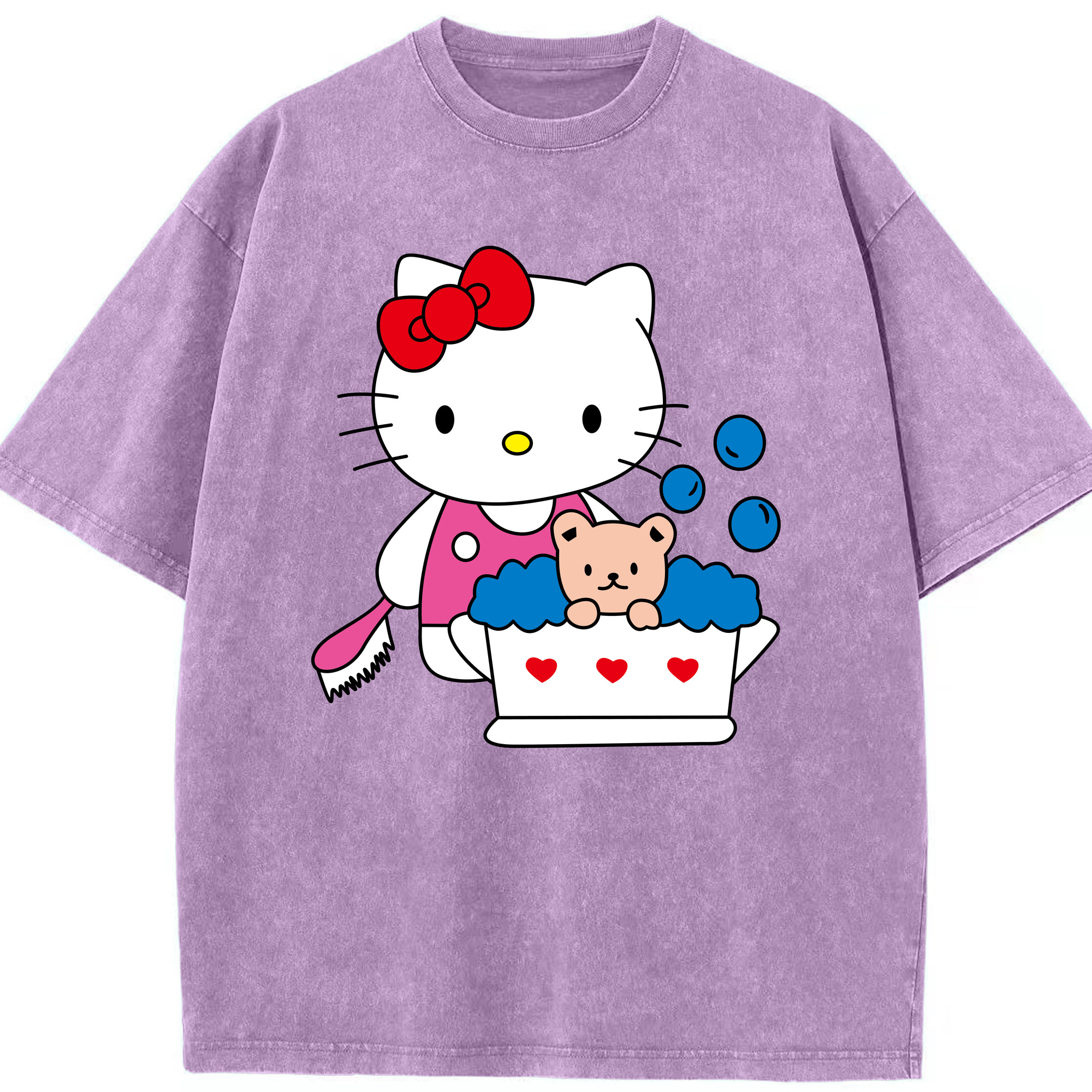 （画像用） Hello Kitty ハローキティ 綿100% ヴィンテージ風 半袖Tシャツ（フロントプリント）