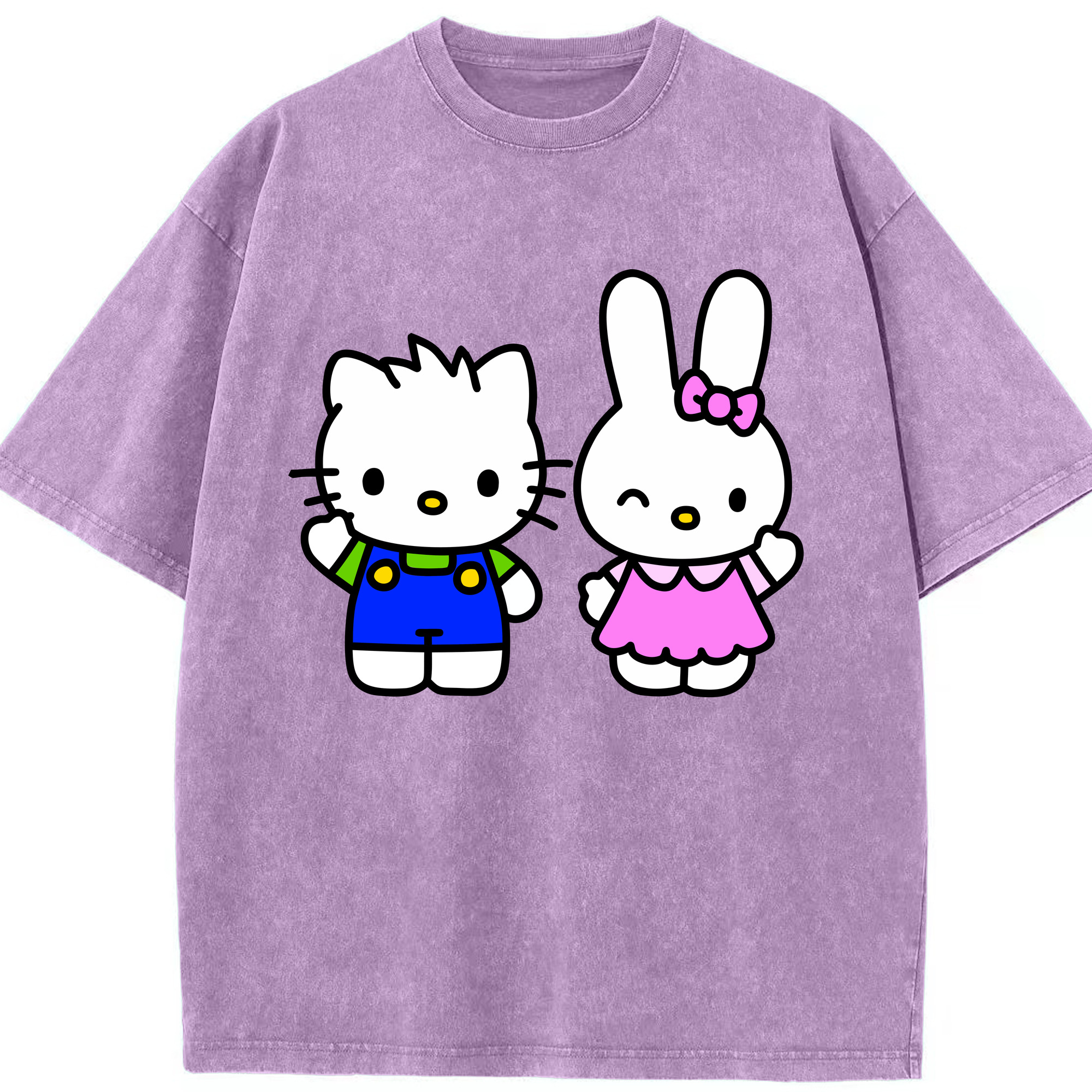 （画像用） Hello Kitty ハローキティ 綿100% ヴィンテージ風 半袖Tシャツ（フロントプリント）