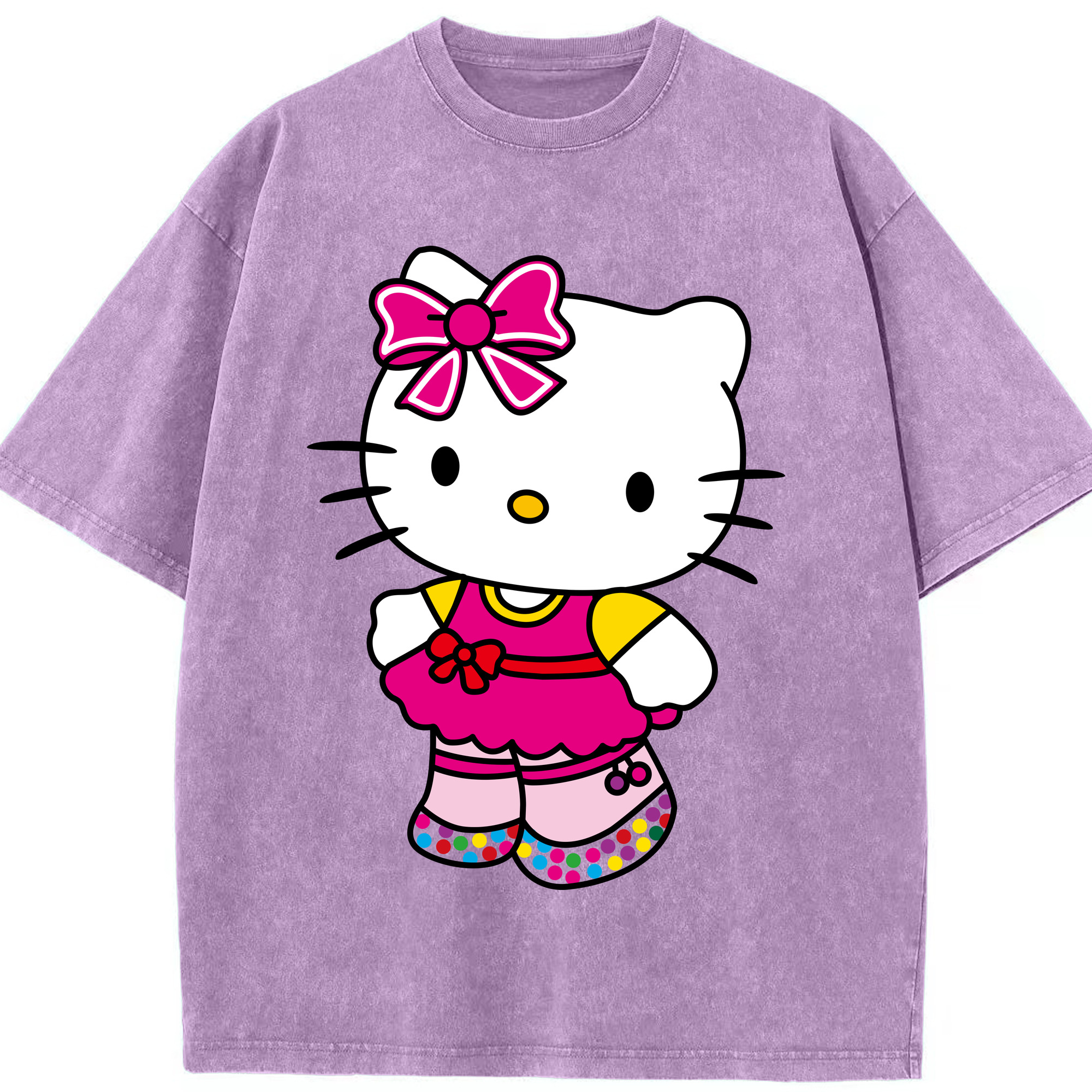 （画像用） Hello Kitty ハローキティ 綿100% ヴィンテージ風 半袖Tシャツ（フロントプリント）