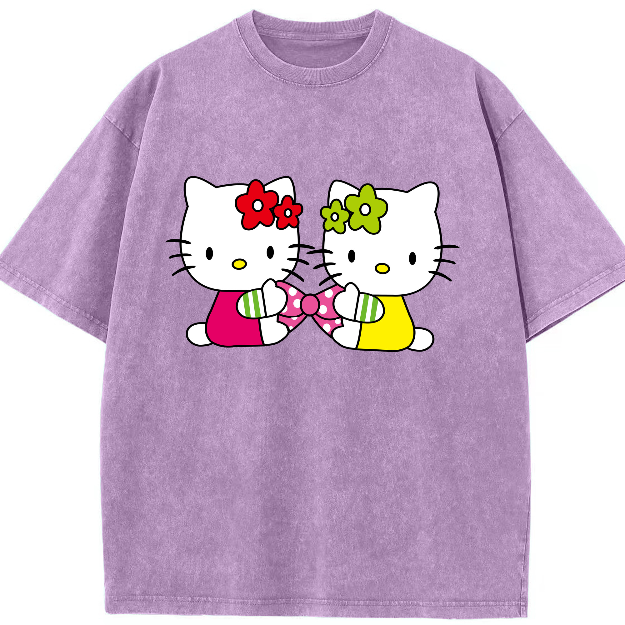 （画像用） Hello Kitty ハローキティ 綿100% ヴィンテージ風 半袖Tシャツ（フロントプリント）