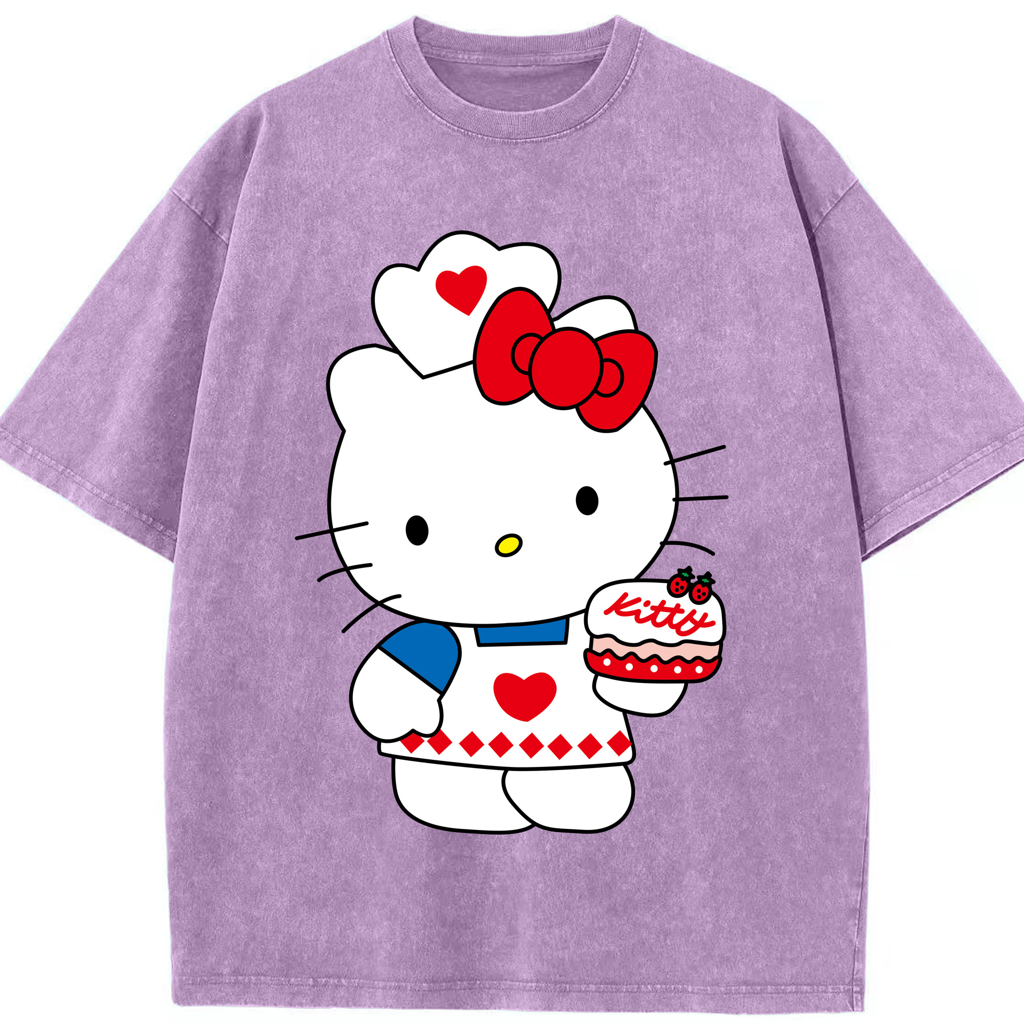 （画像用） Hello Kitty ハローキティ 綿100% ヴィンテージ風 半袖Tシャツ（フロントプリント）