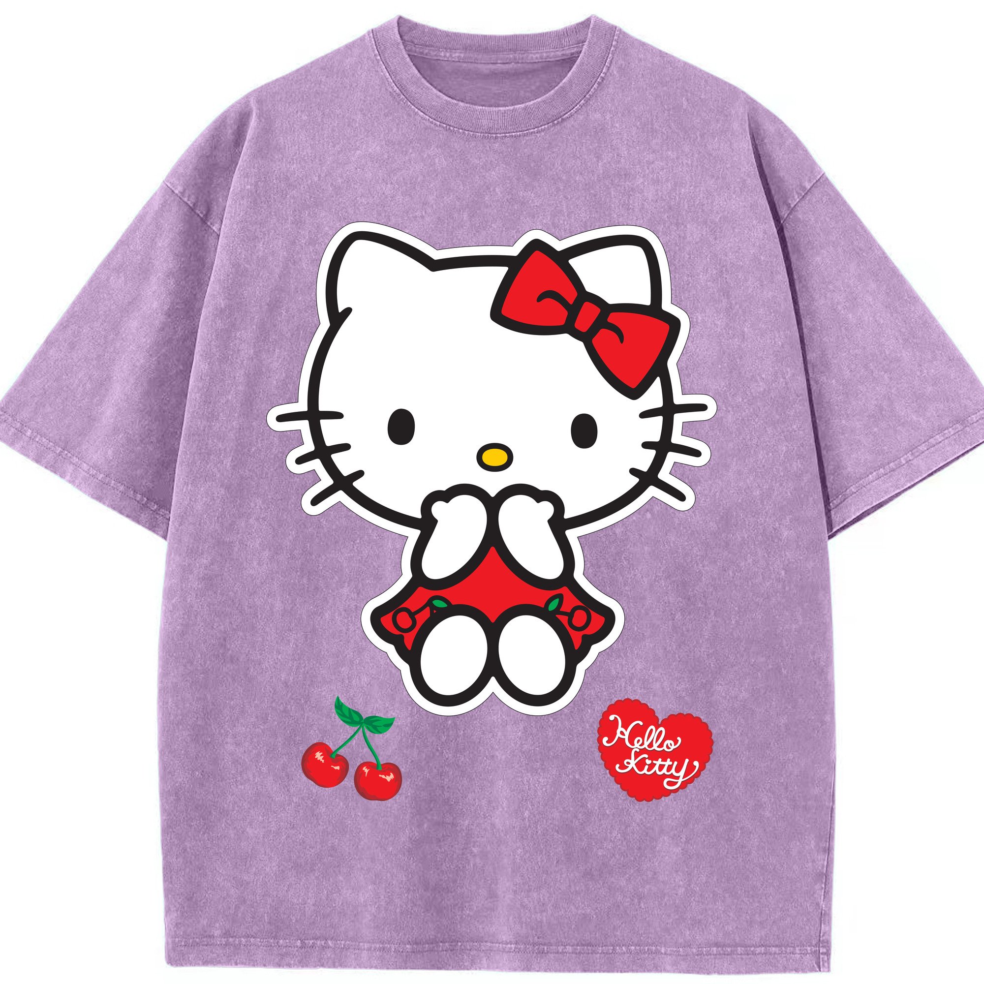 （画像用） Hello Kitty ハローキティ 綿100% ヴィンテージ風 半袖Tシャツ（フロントプリント）