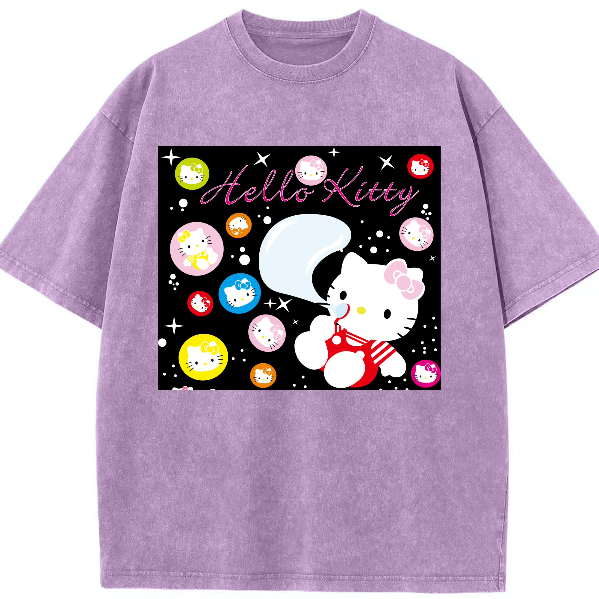 （画像用） Hello Kitty ハローキティ 綿100% ヴィンテージ風 半袖Tシャツ（フロントプリント）