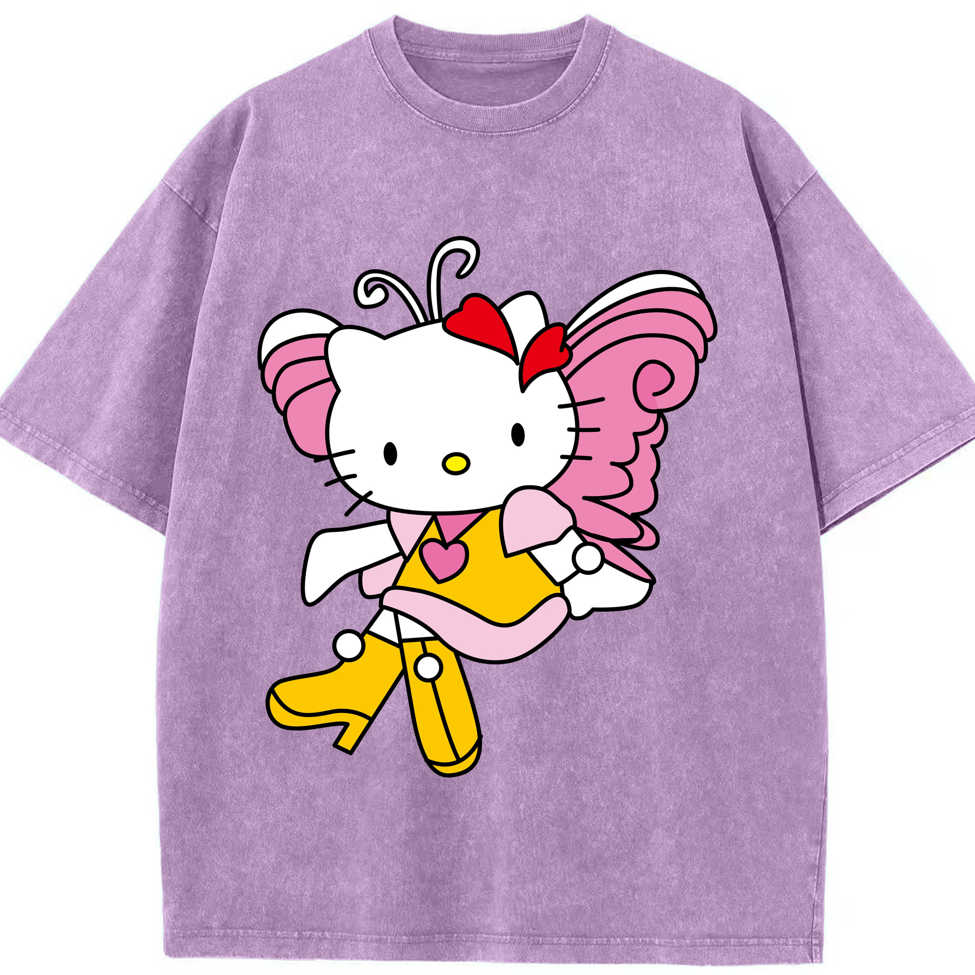 （画像用） Hello Kitty ハローキティ 綿100% ヴィンテージ風 半袖Tシャツ（フロントプリント）
