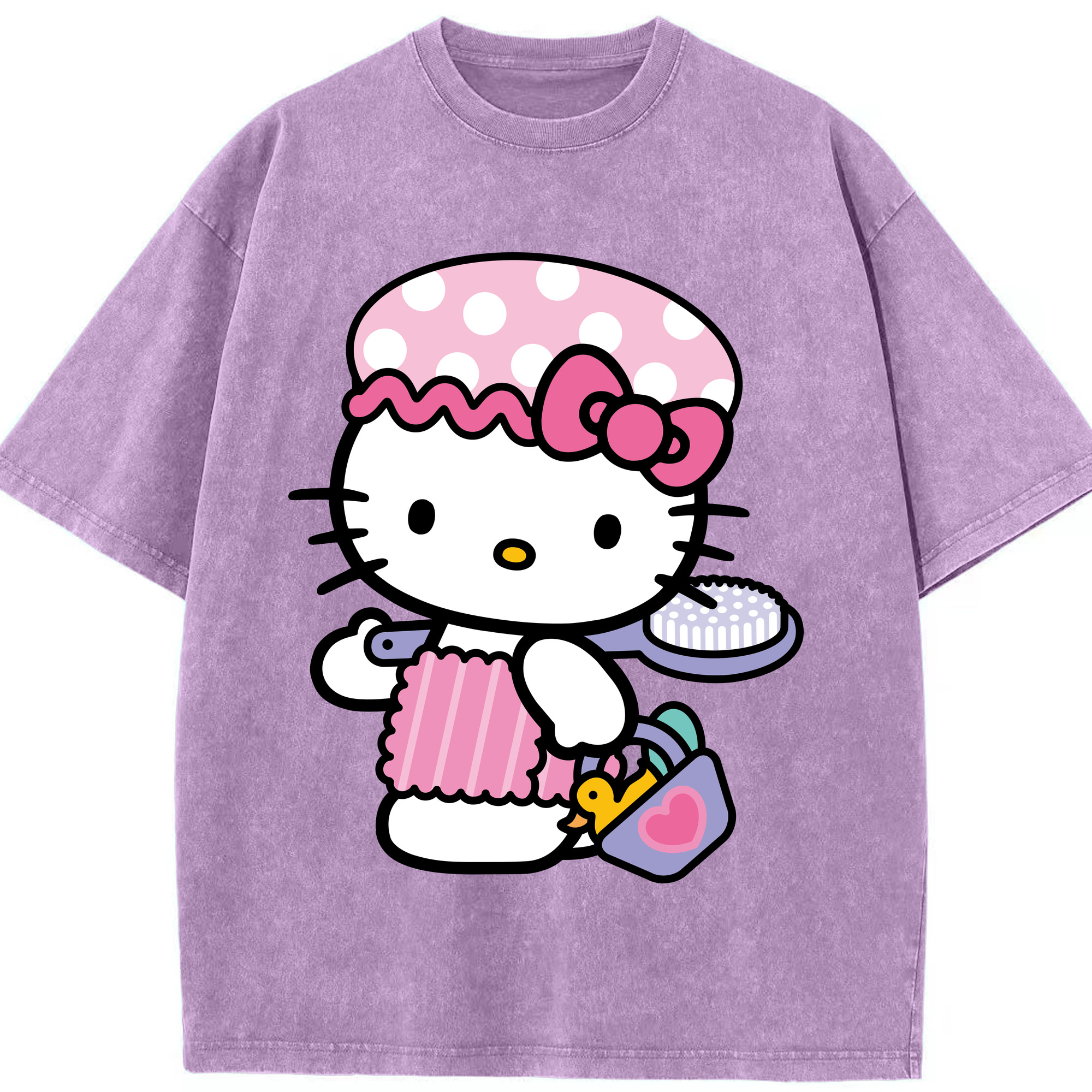 （画像用） Hello Kitty ハローキティ 綿100% ヴィンテージ風 半袖Tシャツ（フロントプリント）