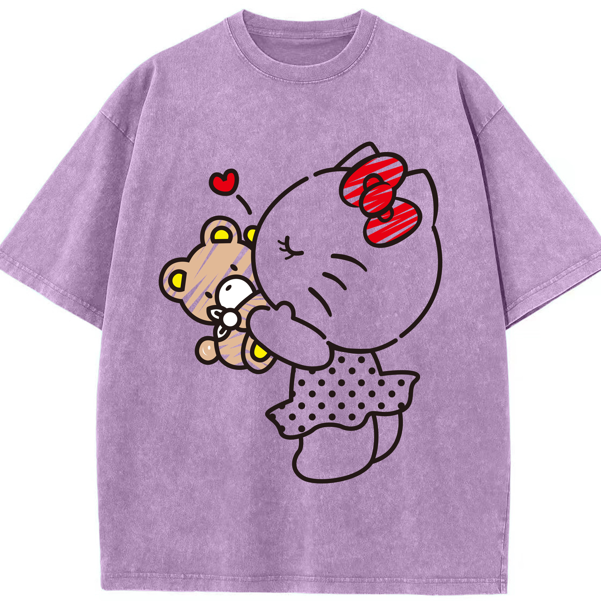 （画像用） Hello Kitty ハローキティ 綿100% ヴィンテージ風 半袖Tシャツ（フロントプリント）