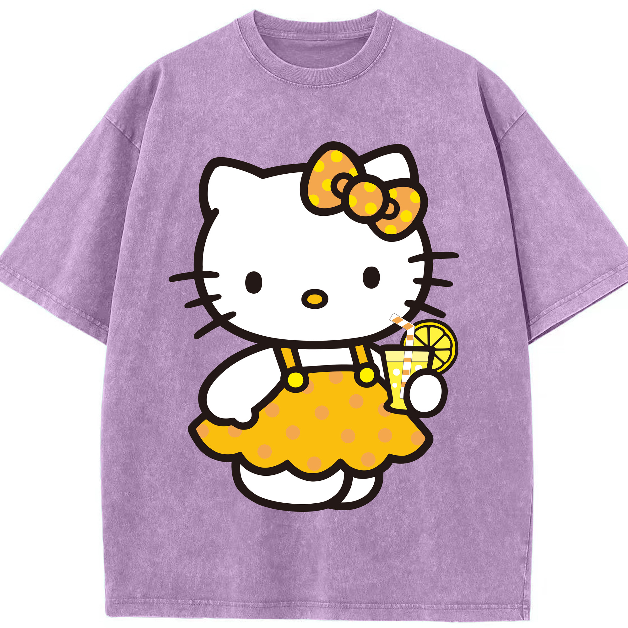 （画像用） Hello Kitty ハローキティ 綿100% ヴィンテージ風 半袖Tシャツ（フロントプリント）