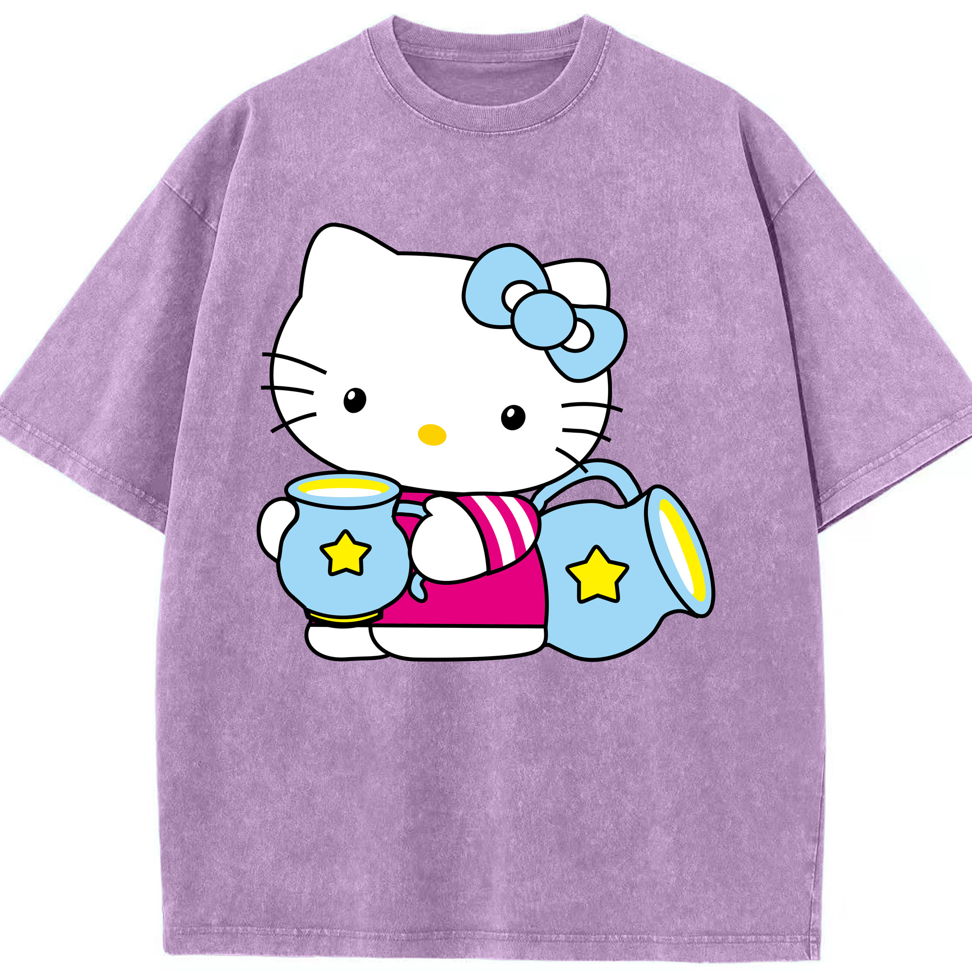 （画像用） Hello Kitty ハローキティ 綿100% ヴィンテージ風 半袖Tシャツ（フロントプリント）