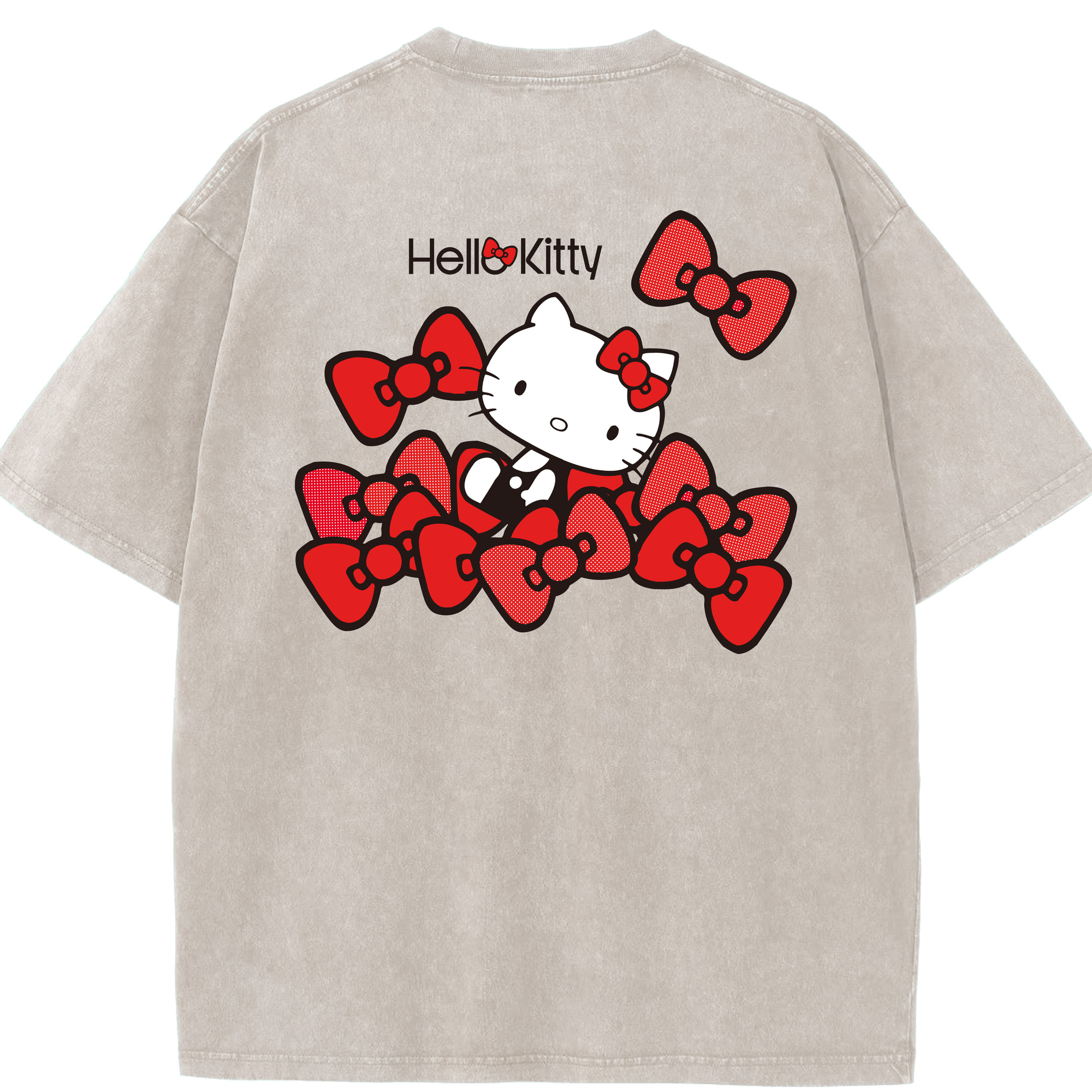 （画像用） Hello Kitty ハローキティ 綿100% ヴィンテージ風 半袖Tシャツ（背面プリント）