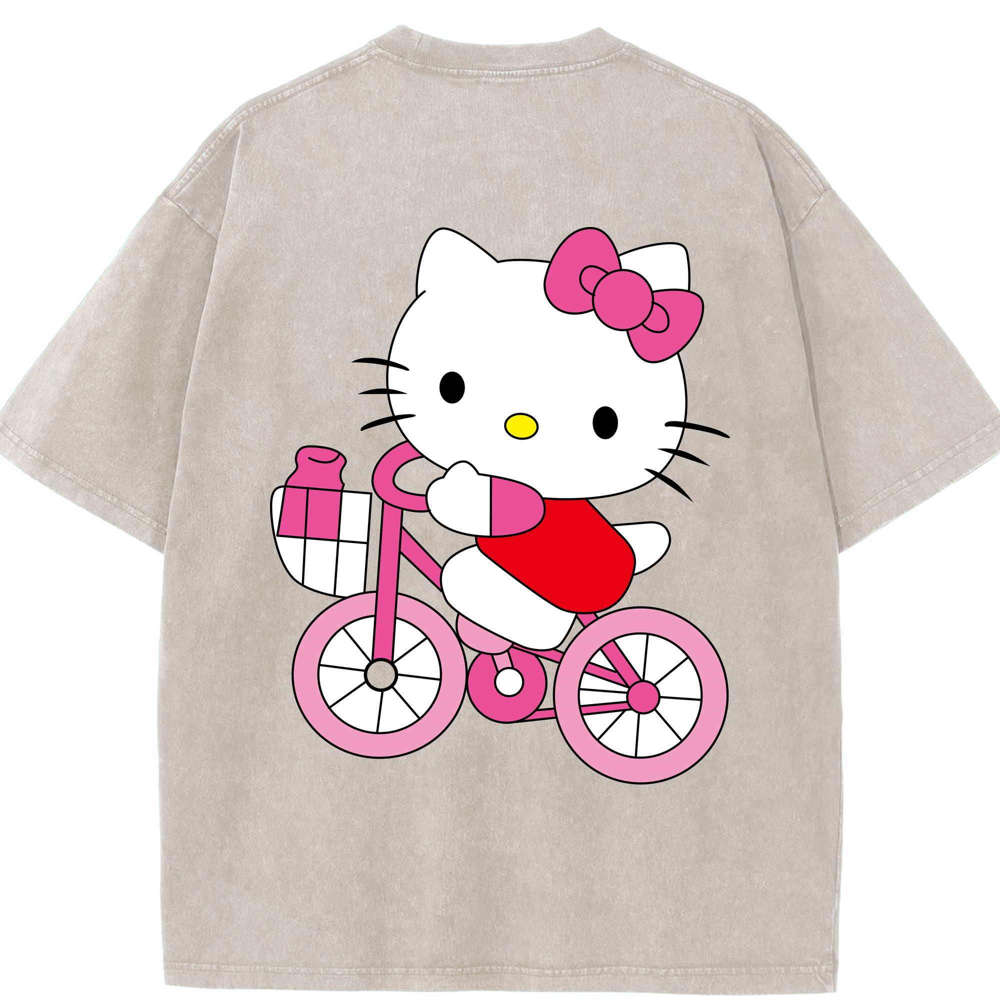（画像用） Hello Kitty ハローキティ 綿100% ヴィンテージ風 半袖Tシャツ（背面プリント）