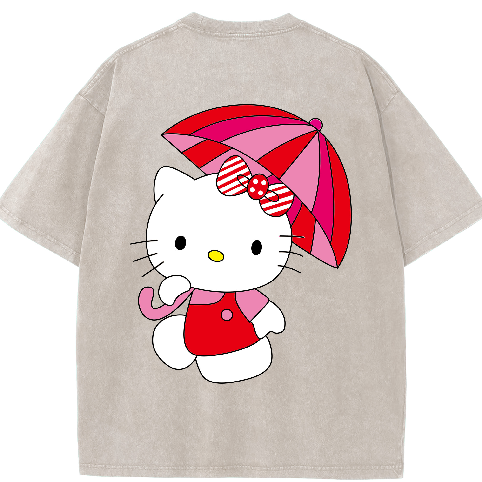 （画像用） Hello Kitty ハローキティ 綿100% ヴィンテージ風 半袖Tシャツ（背面プリント）