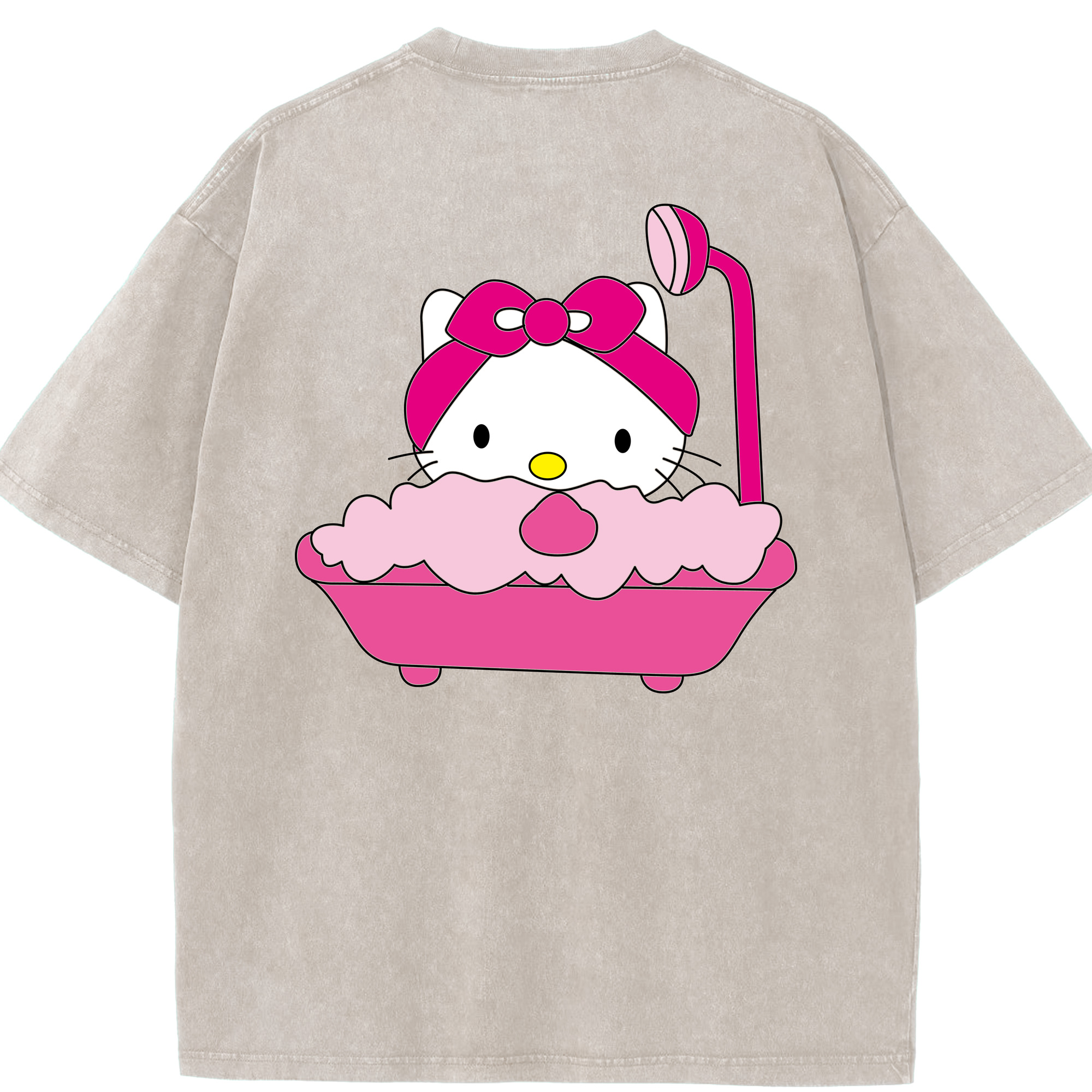 （画像用） Hello Kitty ハローキティ 綿100% ヴィンテージ風 半袖Tシャツ（背面プリント）
