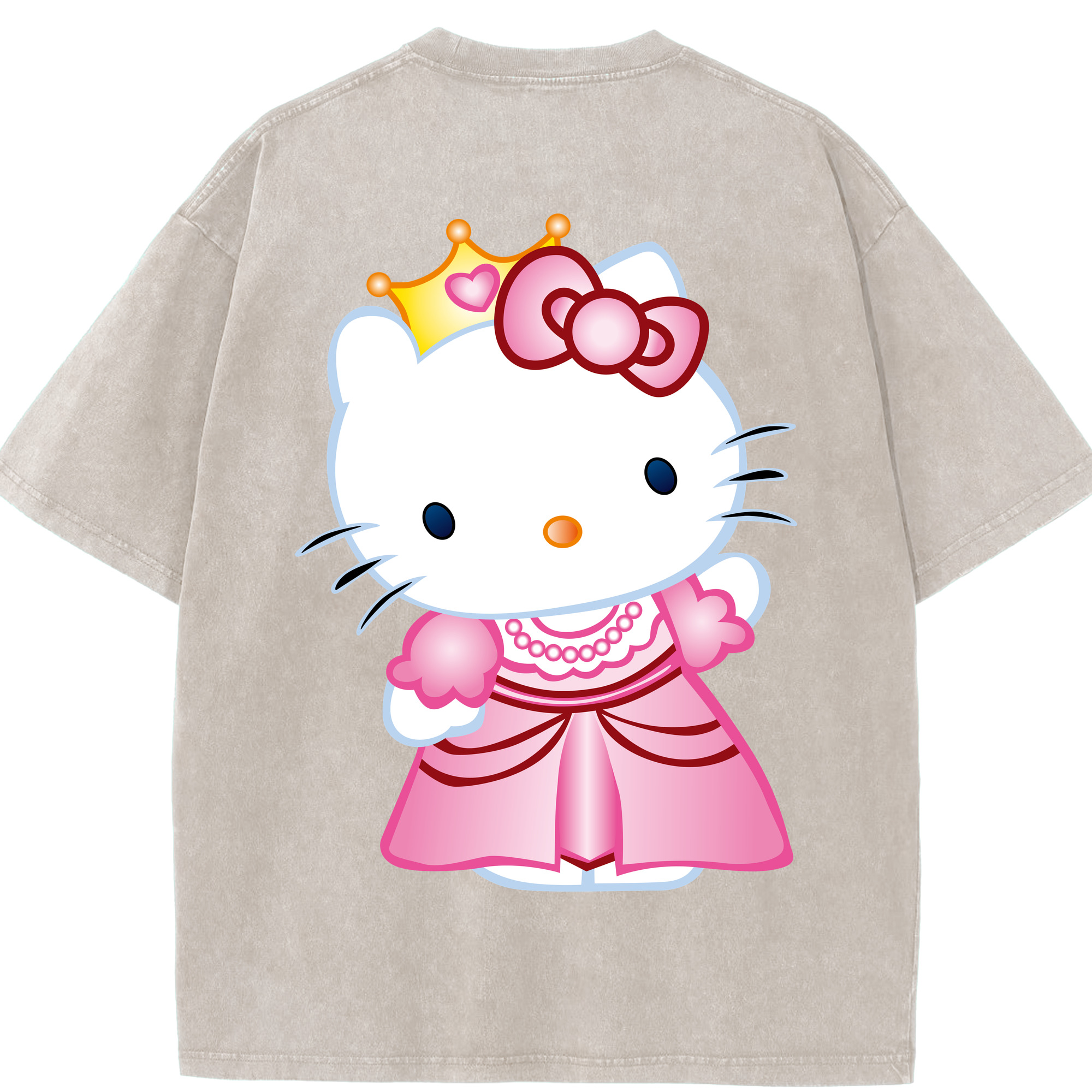 （画像用） Hello Kitty ハローキティ 綿100% ヴィンテージ風 半袖Tシャツ（背面プリント）