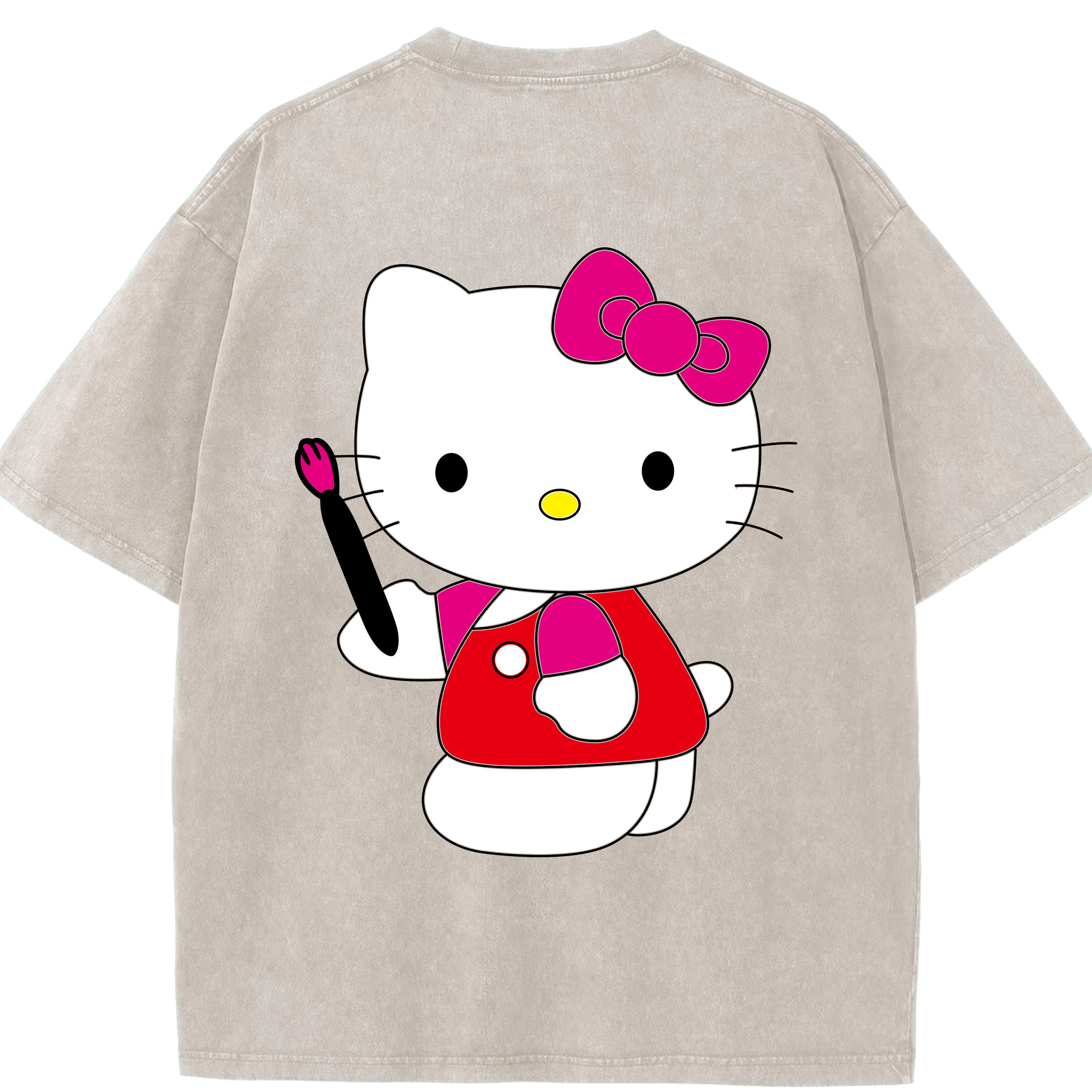 （画像用） Hello Kitty ハローキティ 綿100% ヴィンテージ風 半袖Tシャツ（背面プリント）