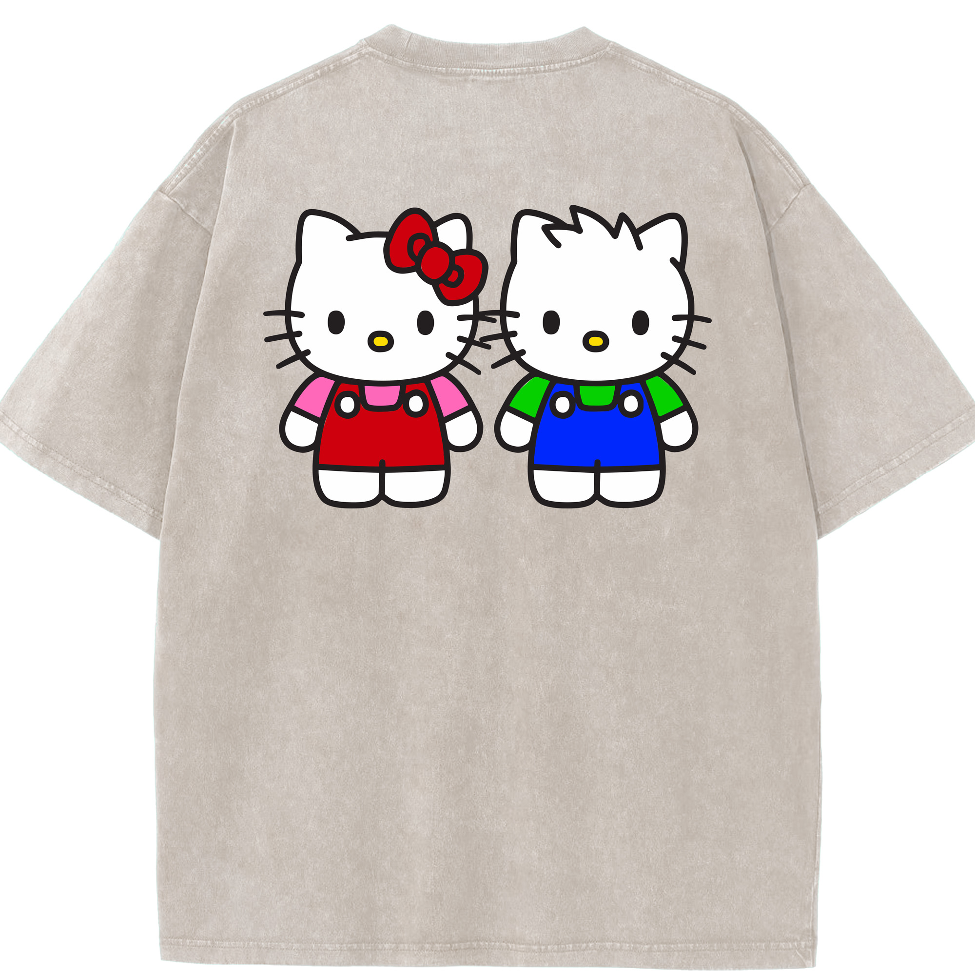 （画像用） Hello Kitty ハローキティ 綿100% ヴィンテージ風 半袖Tシャツ（背面プリント）