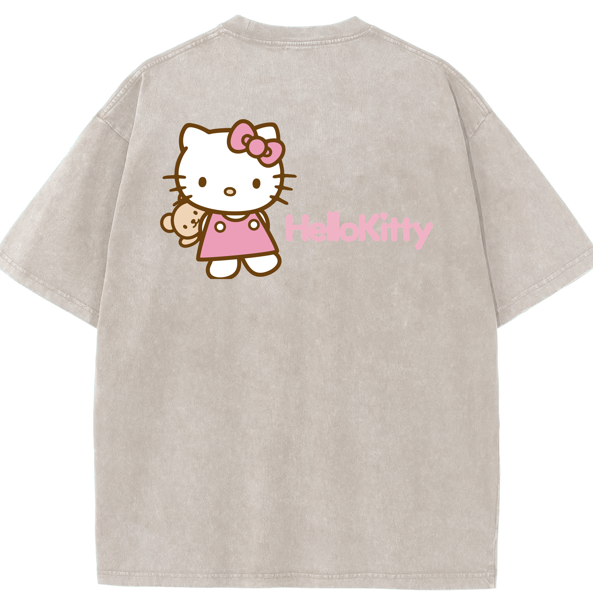 （画像用） Hello Kitty ハローキティ 綿100% ヴィンテージ風 半袖Tシャツ（背面プリント）