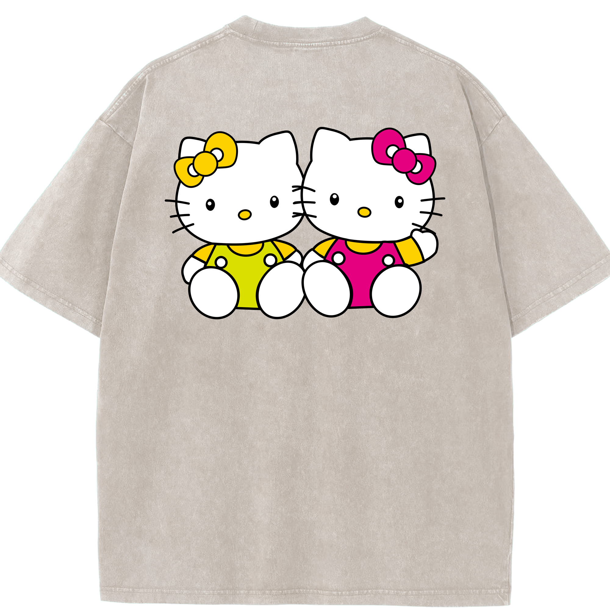（画像用） Hello Kitty ハローキティ 綿100% ヴィンテージ風 半袖Tシャツ（背面プリント）
