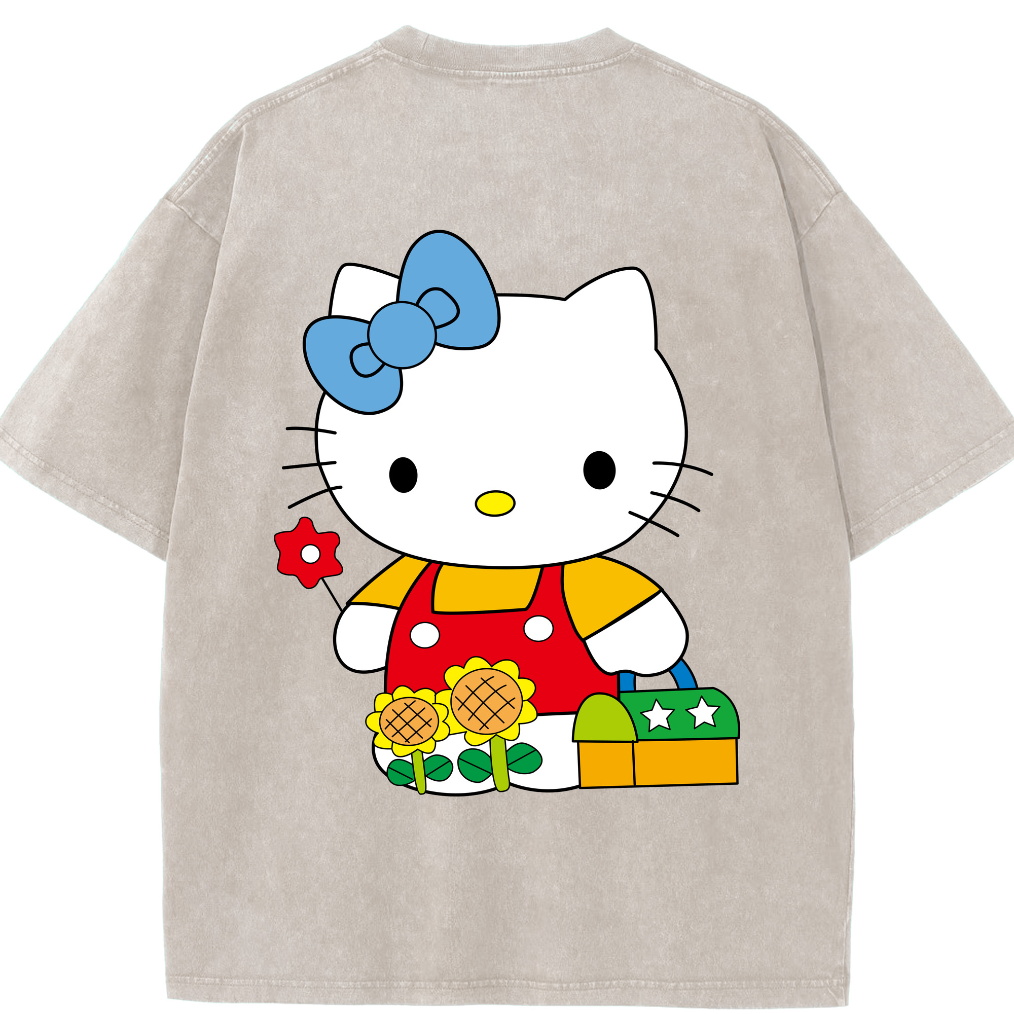 （画像用） Hello Kitty ハローキティ 綿100% ヴィンテージ風 半袖Tシャツ（背面プリント）