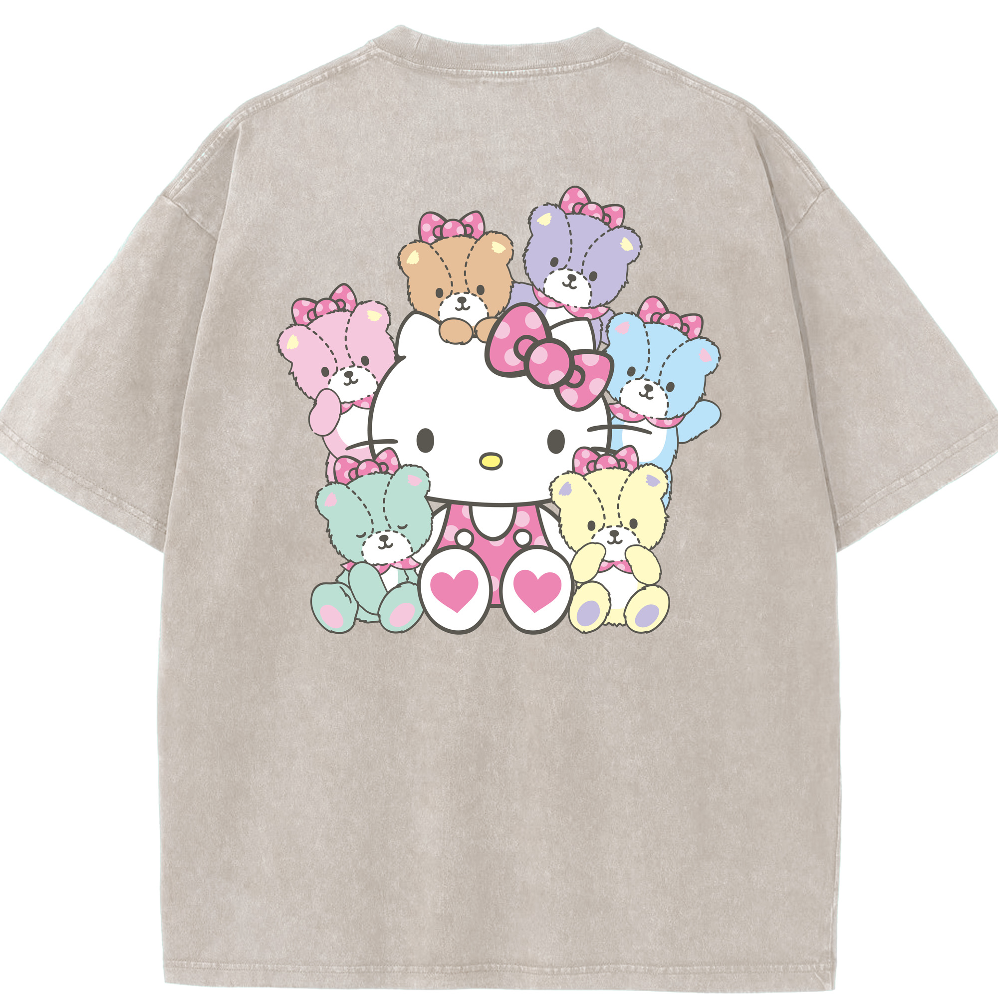 （画像用） Hello Kitty ハローキティ 綿100% ヴィンテージ風 半袖Tシャツ（背面プリント）