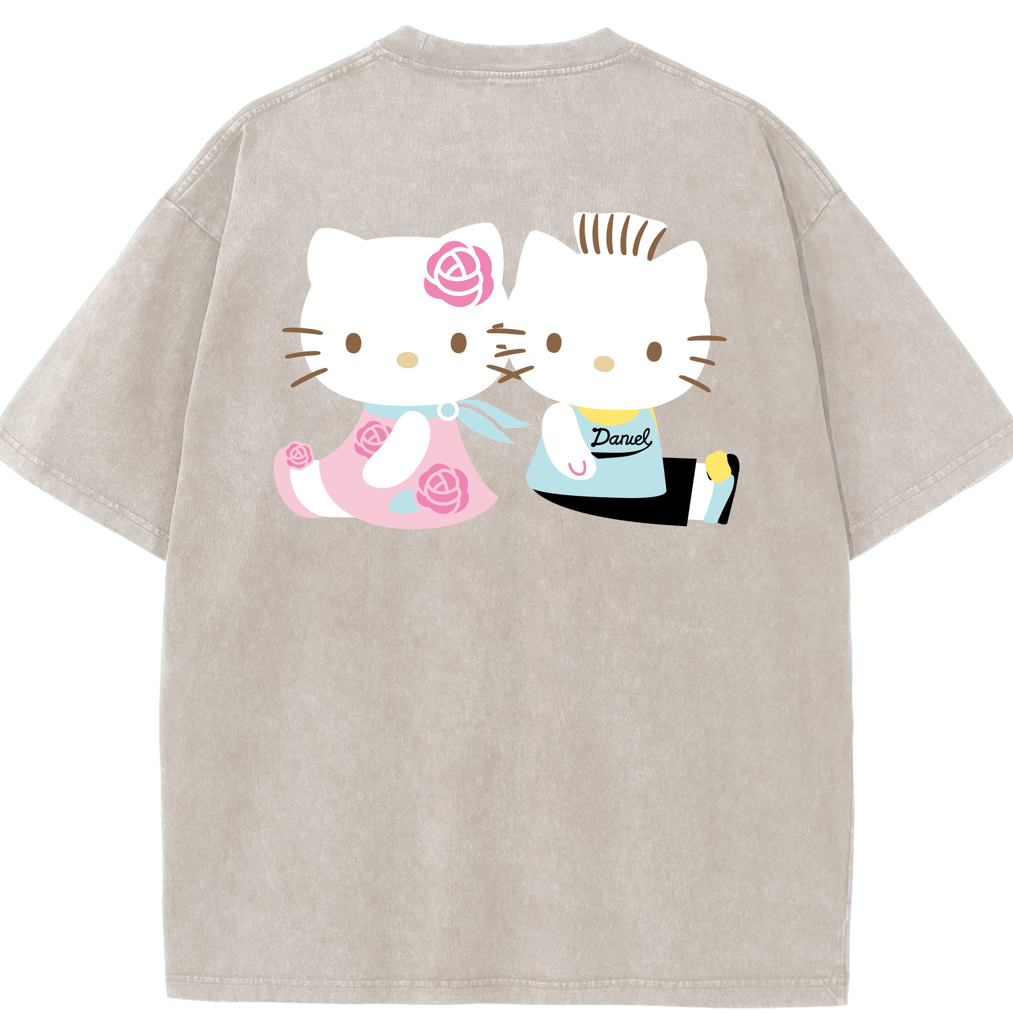 （画像用） Hello Kitty ハローキティ 綿100% ヴィンテージ風 半袖Tシャツ（背面プリント）